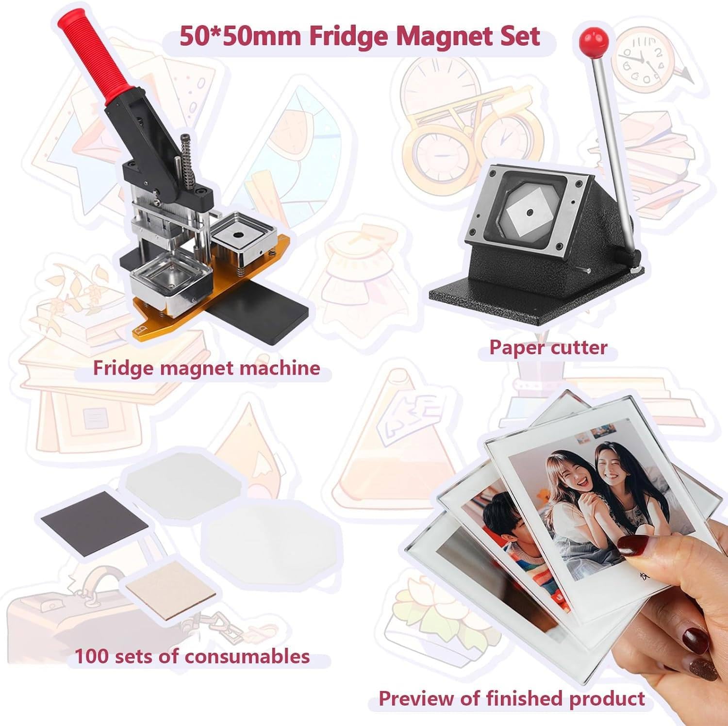 Créateur d'aimants de réfrigérateur photo à faire soi-même avec cutter, créez des aimants de réfrigérateur personnalisés pour la décoration de la maison et du bureau