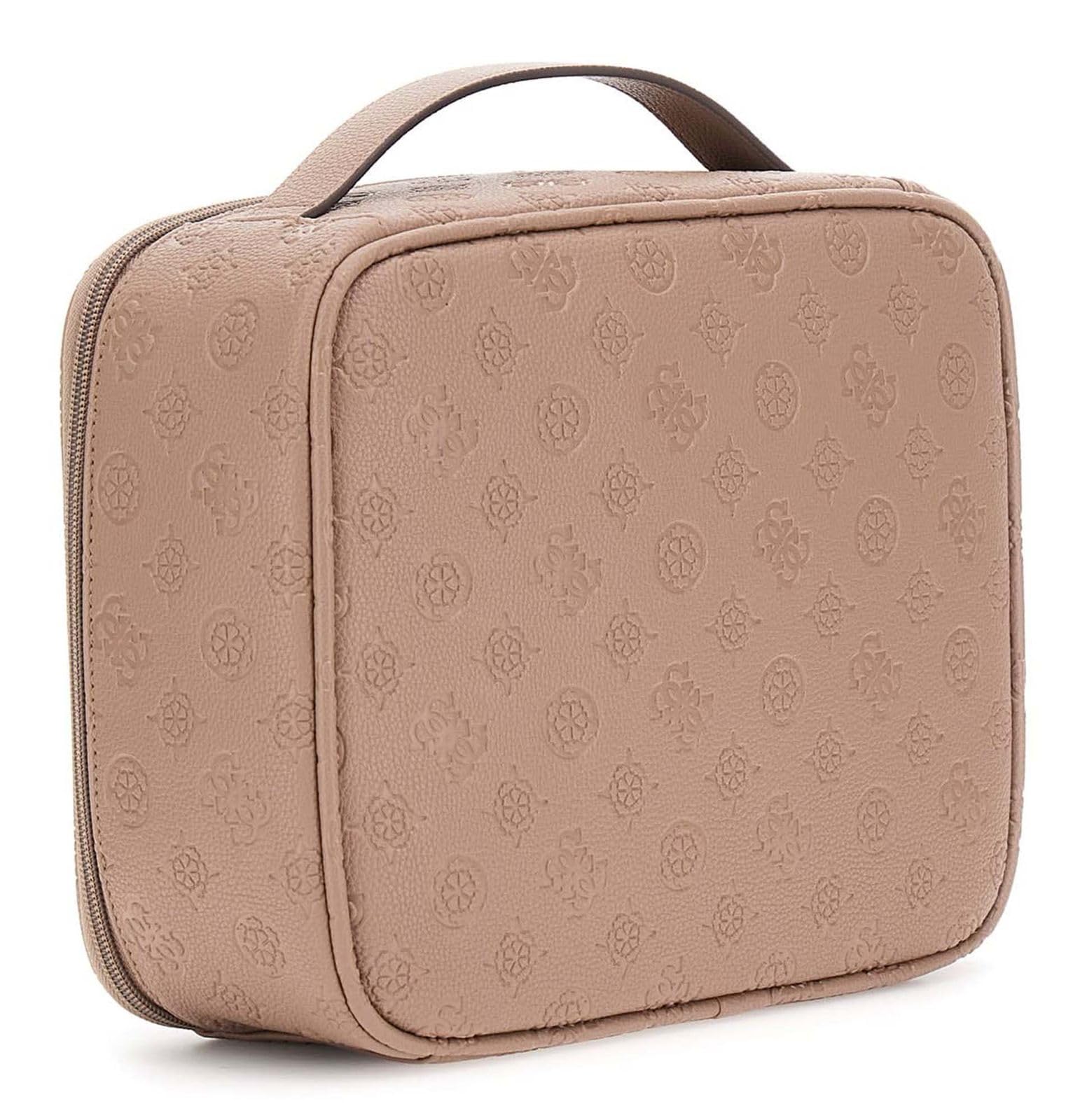 GUESS Wilder Travel Cosmetic Organizer Case Ciemny Szarobrązowy Logo