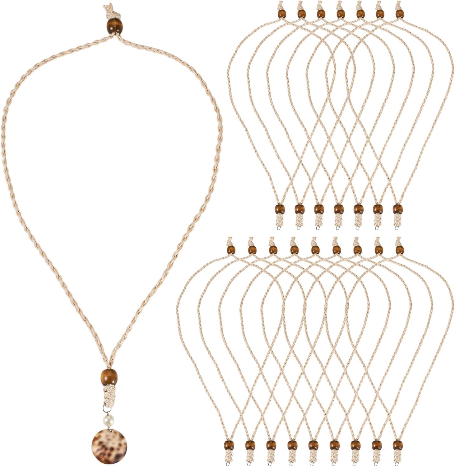 15Pcs Adjustable Necklaces for Women,14.96 Inch Vintage Necklace Cord Rope,Adjustable Waxed Polyester Cord Handmade Craft String for Hanging Pendants Jewelry Making with Jump Rings,White