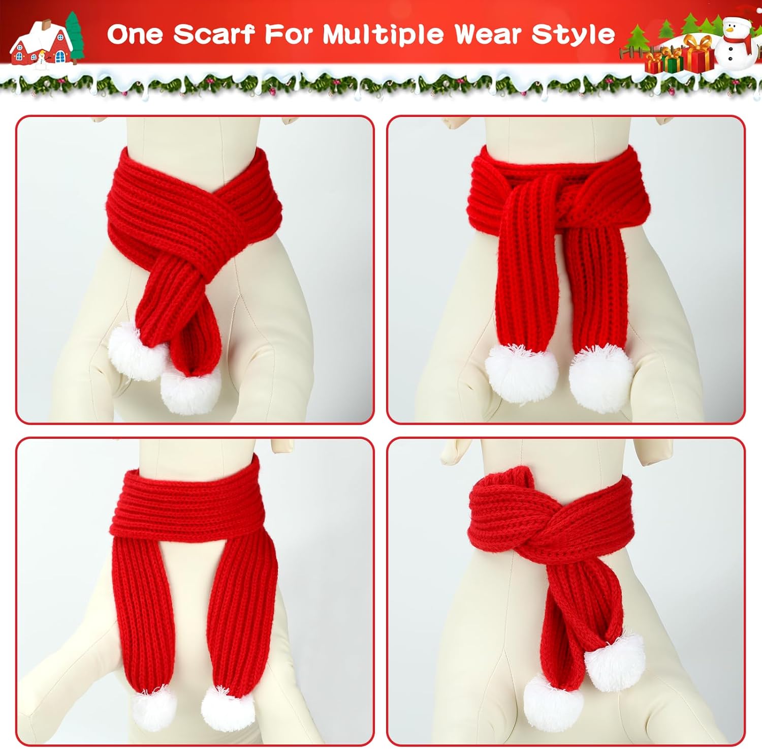 HYLYUN Christmas Pet Scarf 2 Pieces Knitted Pet Collar Winter Cat Neck Warmer Red Green Pet Scarf Puppy Cat Costume Accessories Mini Knitted Scarf for Small to Medium Sized Pets 5 71kMtqgO0CL. AC SL1500