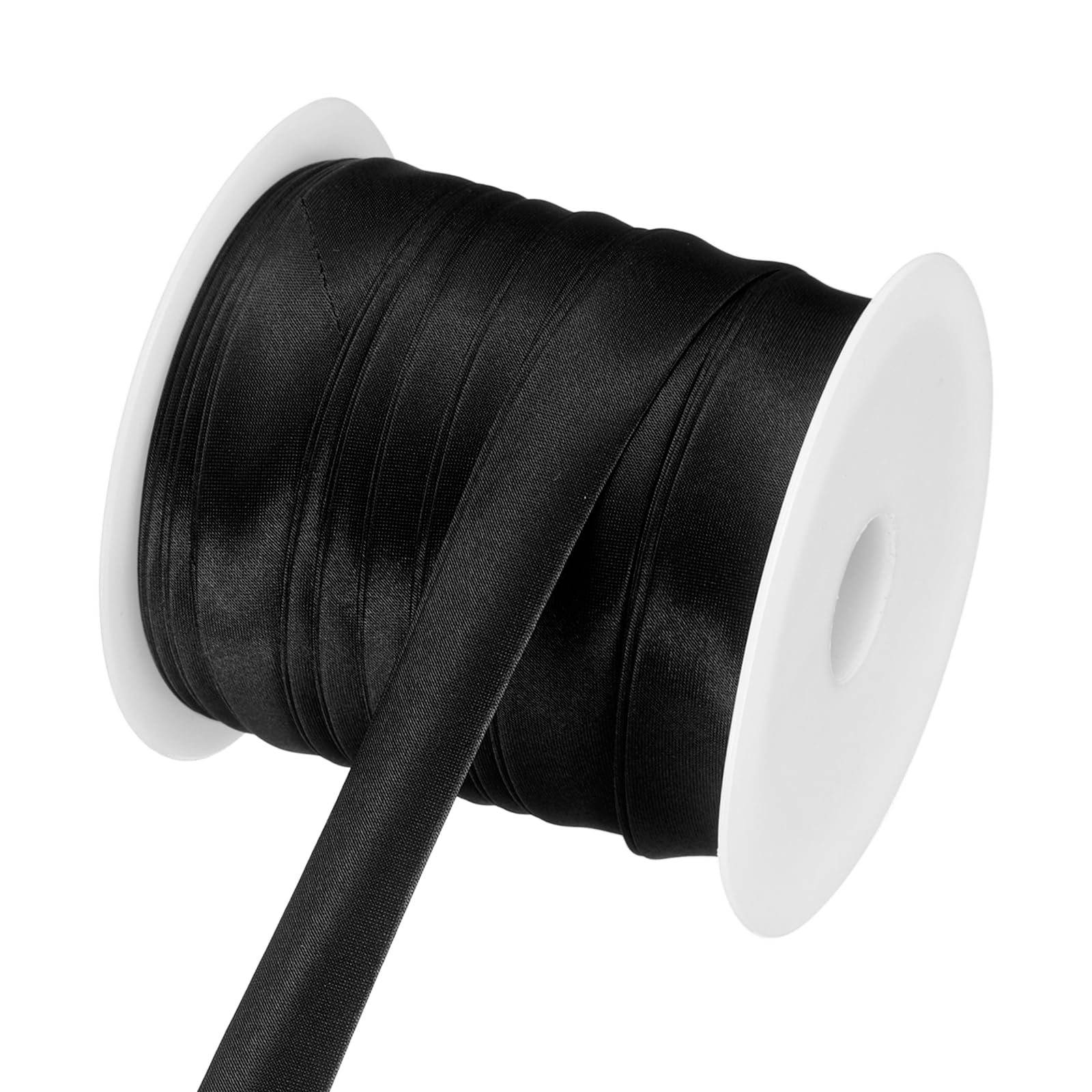 Ruban de biais en satin double pli noir 1,9cm x 22,9m pour couture et finition de tissu