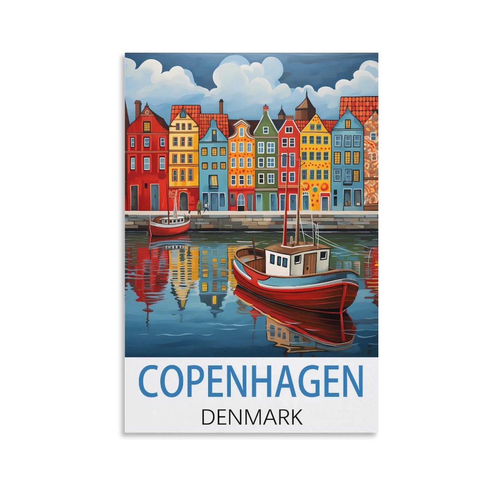 Javon Unframe-Style Copenhagen Denmark Vintage Travel Poster 16X24inch(40X60cm) Canvas Art Poster And Wall Art Picture Print Bedroom Decor