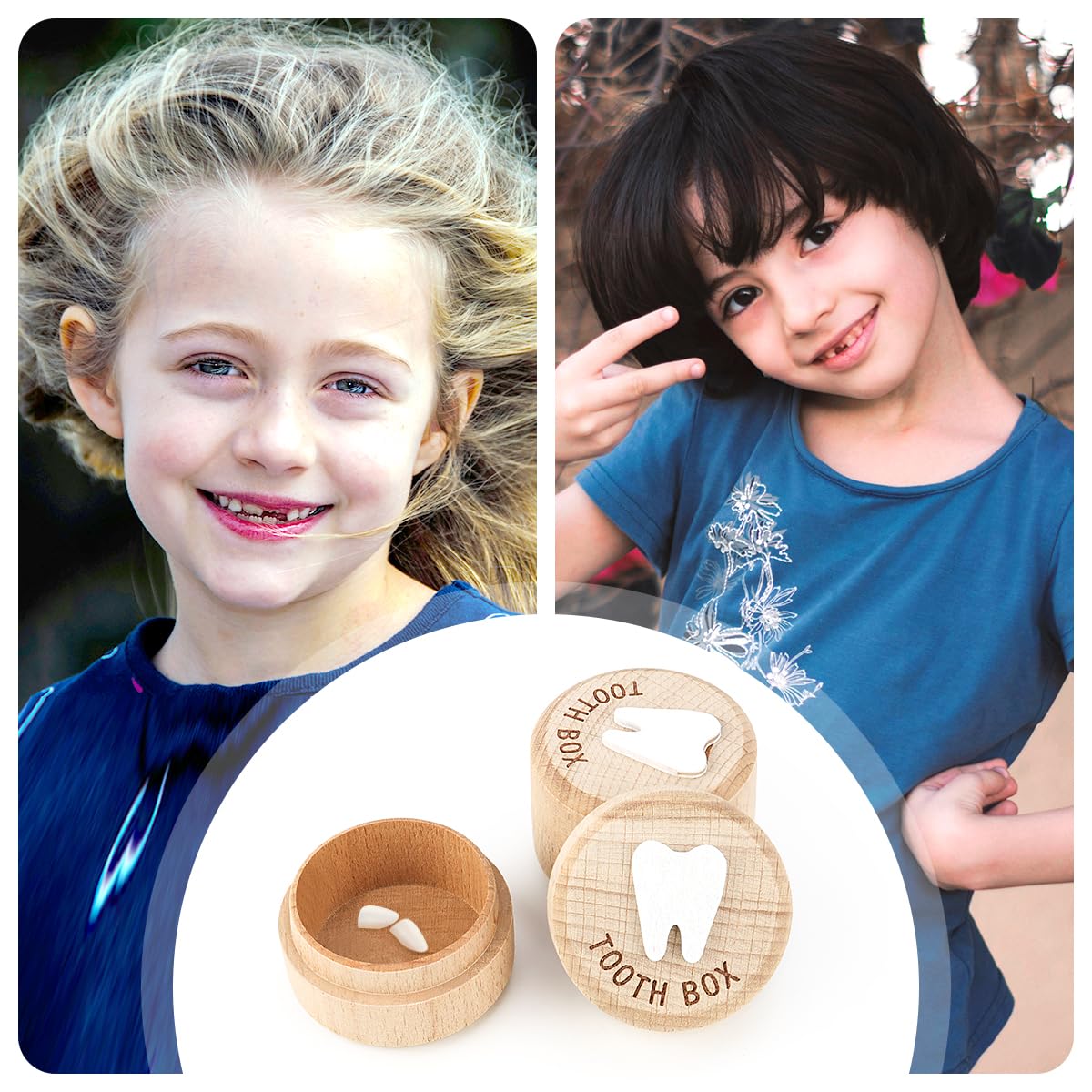 2 Cajas Hada Dientes Yuntop - Madera Natural Recuerdo Dientes Leche