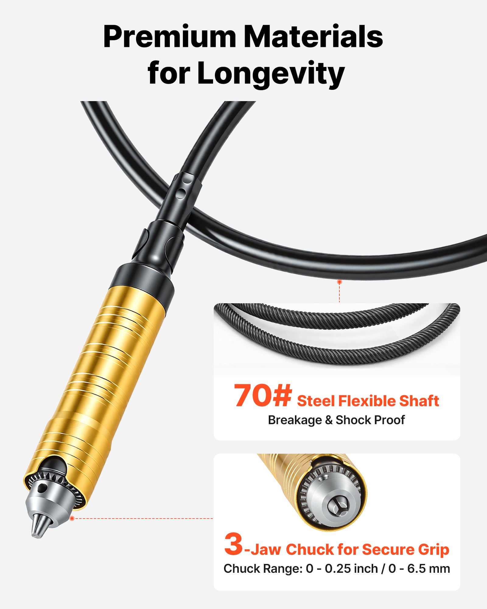 VEVOR Smerigliatrice ad Albero Flessibile 780 W 25000 giri/min Elettrica Lucidatrice Sospesa con Controllo a Pedale