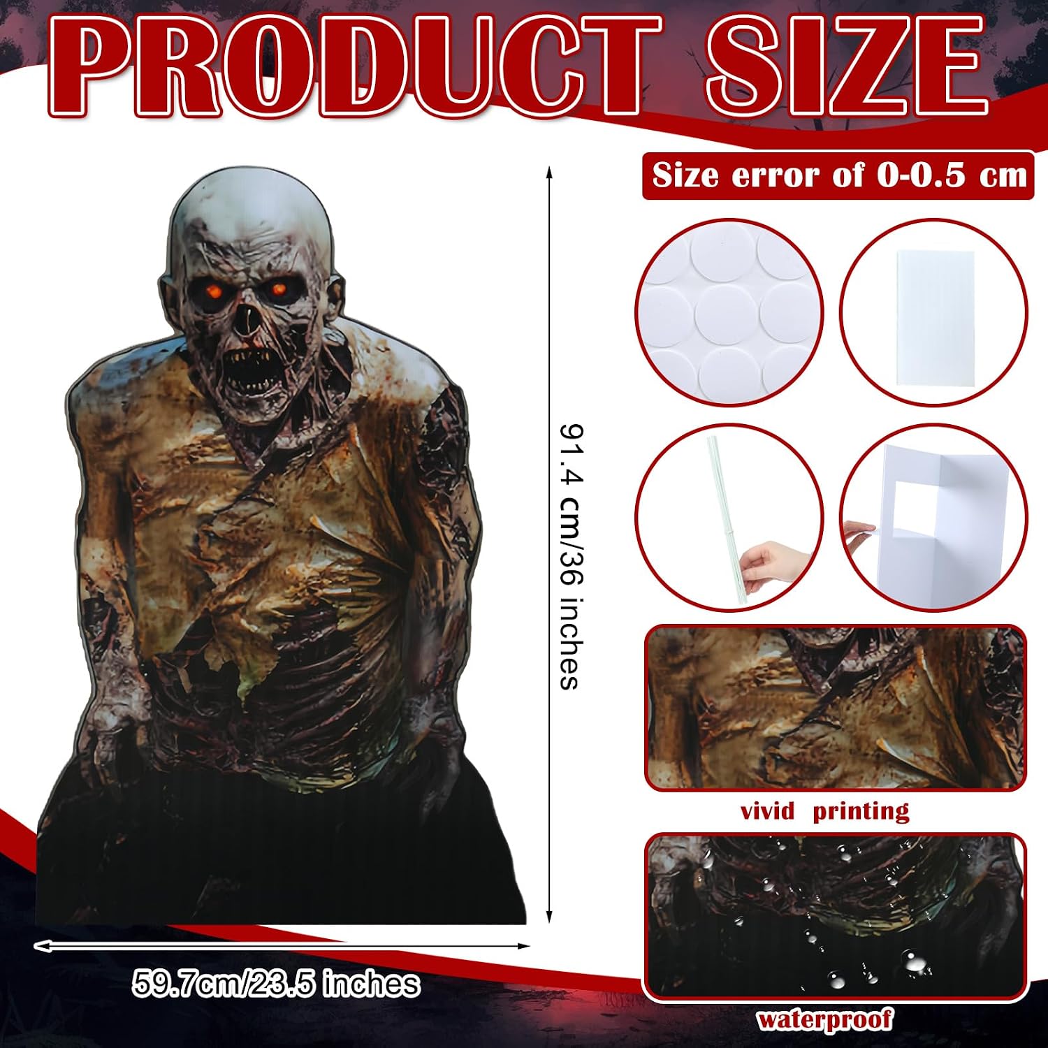 Amyhill 3 ft Breaking Ground Zombie Cardboard Cutout Halloween Photo Prop