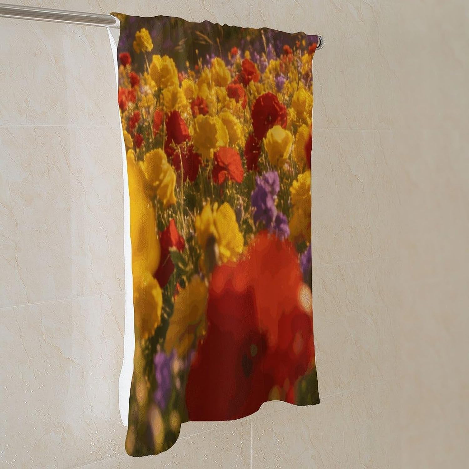 Gilded Flower Sea Bath Towel, Highly Absorbent & Quick Drying Beach Towel, Compact & Lightweight Pool Towel for Bathroom, Beach, Pool, Gym, Spa, and Hotel Use