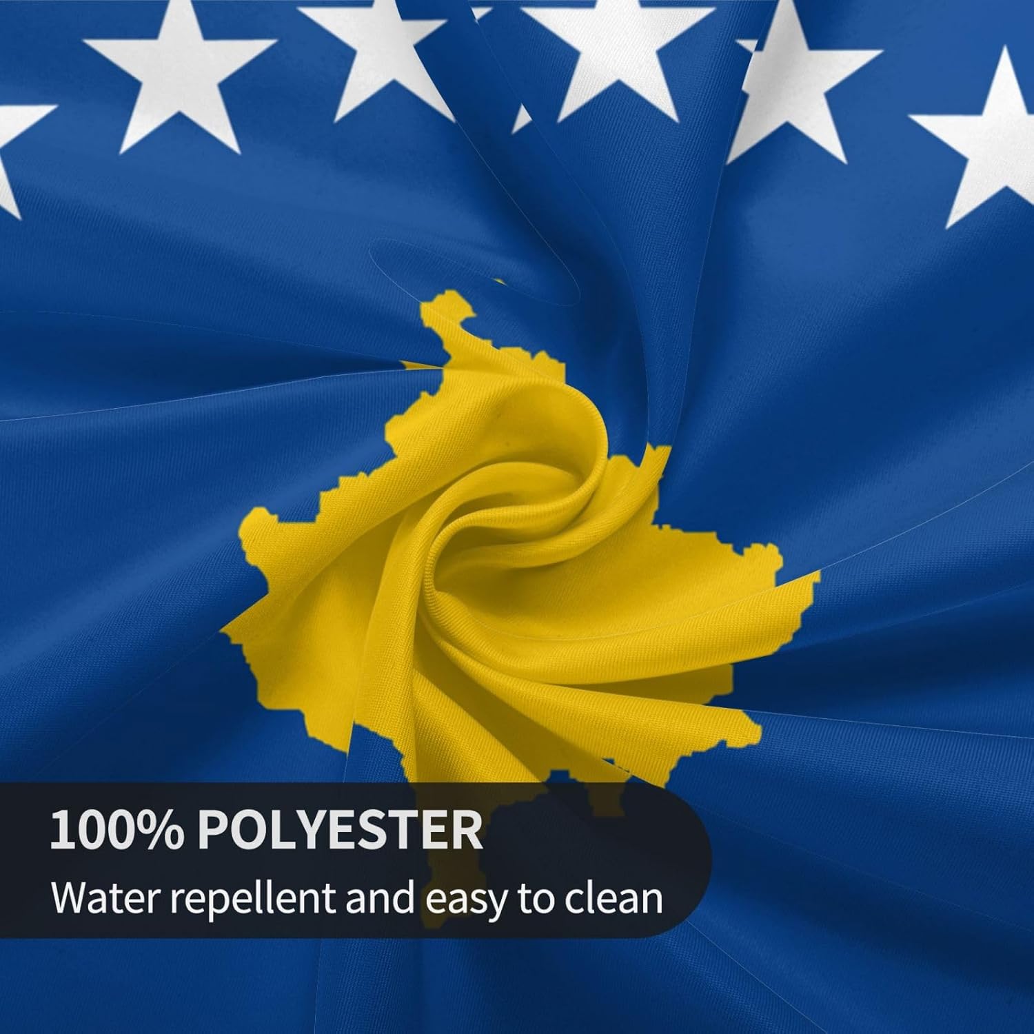 Flag of Kosovo Print Wrinkle Free Dining Table Cover for Birthday Party Farmhouse Tablecloths Up to 60 x 60 Inches