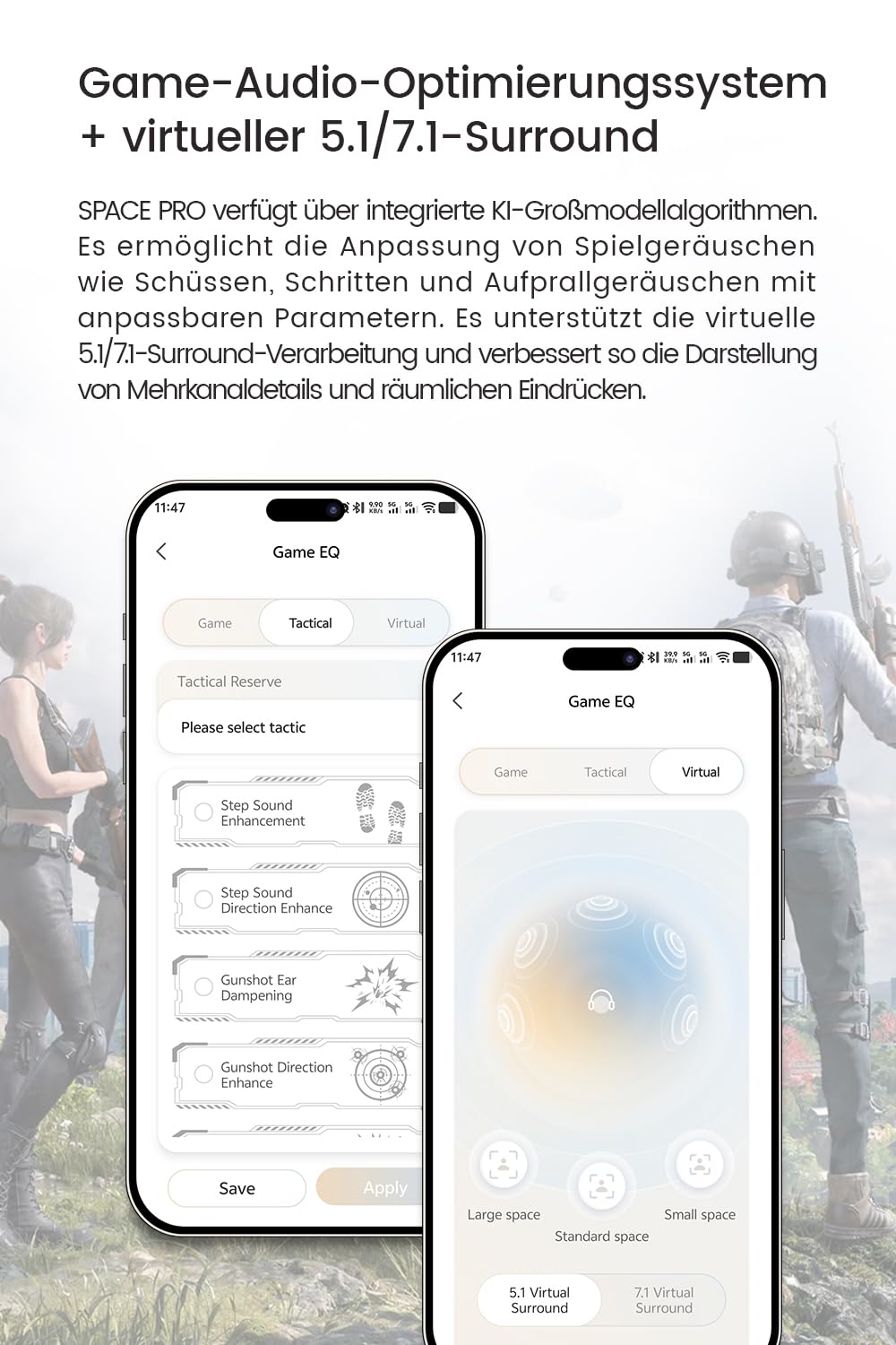 TANCHJIM SPACE PRO Kopfhörerverstärker, Dual DS43198 DAC unabhängiger Op-AMP für Gaming/Audio, PCM32bit/768KHz DSD256 Hochleistungs-Portable-Decoder mit Mic & Virtual 5.1/7.1, 3.5/4.4mm Ausgang