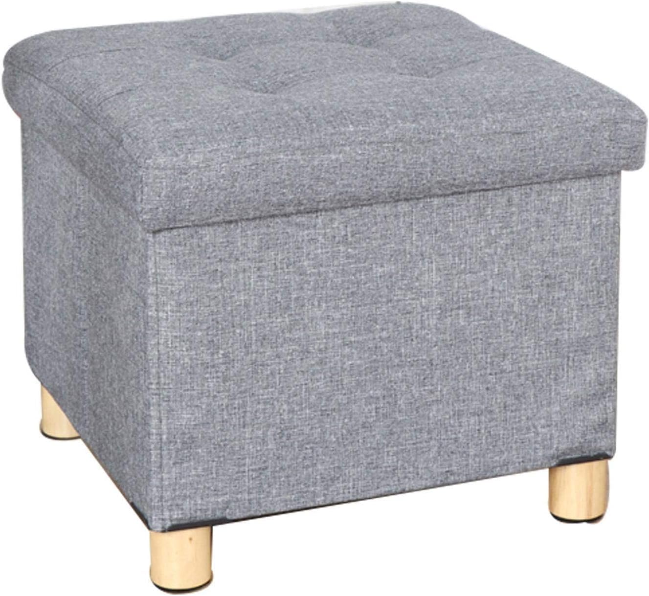 Repose-pieds maison gris avec coffre de rangement, structure haut de gamme