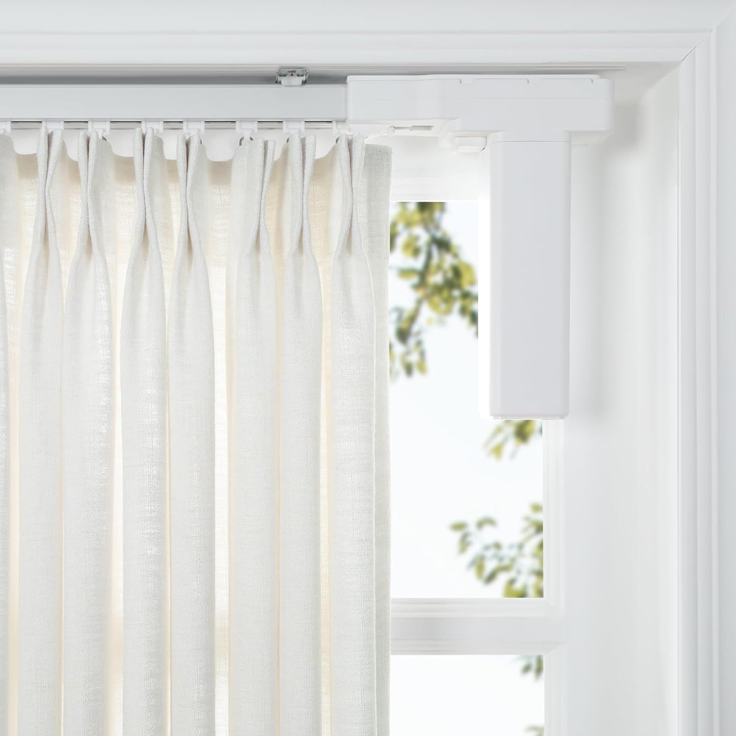ChadMade Aluminum Ceiling Curtain Track Smart Motorized Center-Opening Rail, Wall or Ceiling Mounted Curtain Rail System Compatible with Alexa/Google Home (Up to 200 3/4 inches) 3 71kMuGenFwL. AC SL1500