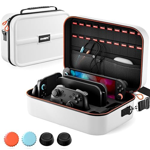 COOWPS for Nintendo Switch 2 Case, 4Pcs Thumb Grips, Protection Travel Case | 20 Game Slots, Hard Shell Full Protection, Portable Travel-Friendly, Water-Resistant, for Dock & Pro Controller Accessories
