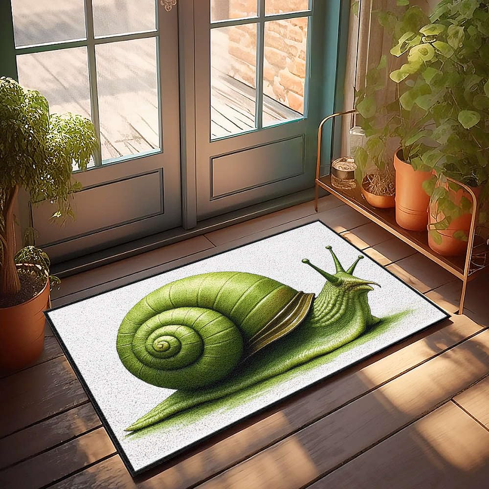 Paillasson personnalisé escargot vert grand tapis extérieur
