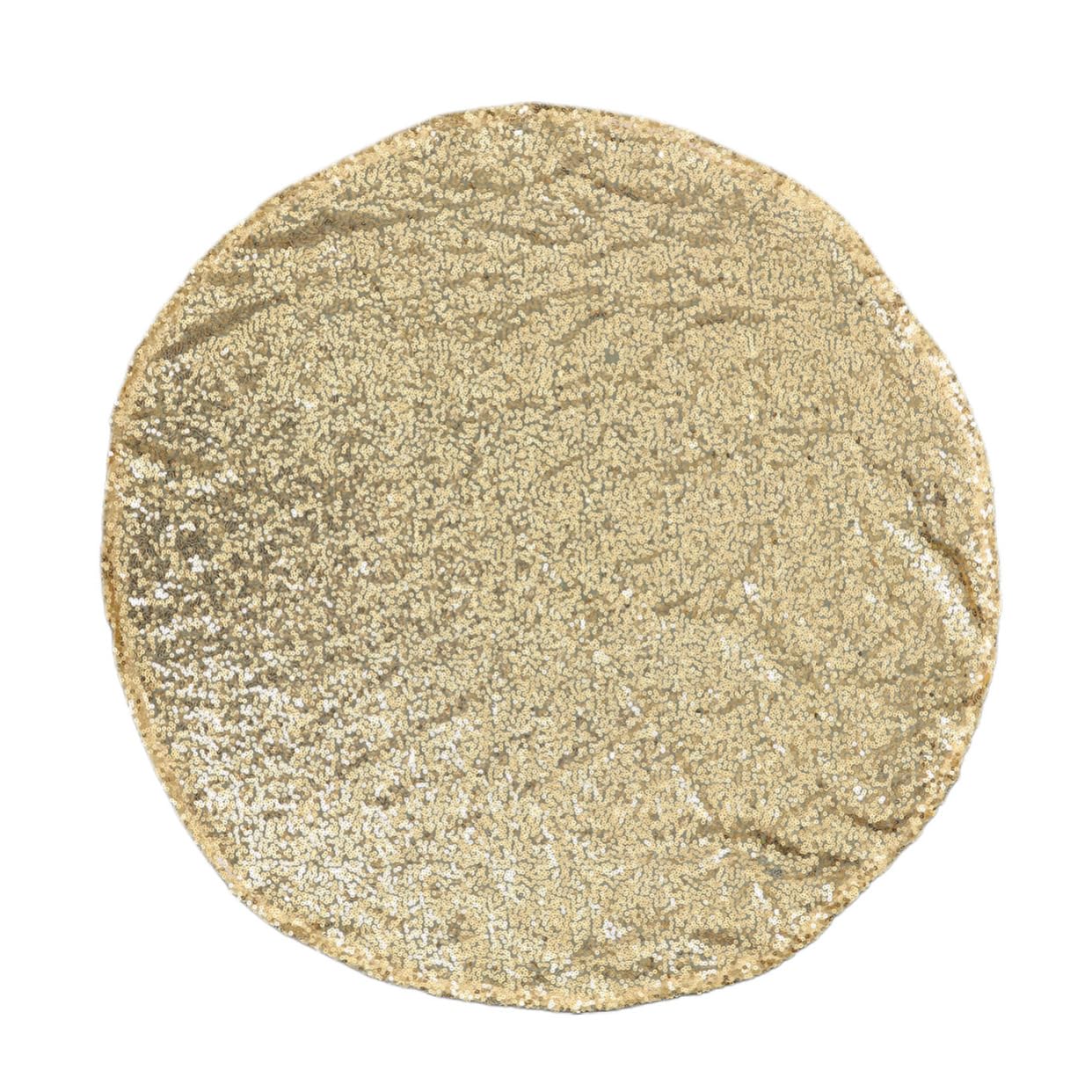 Nappe ronde à paillettes dorées et brillant pour décoration de mariage