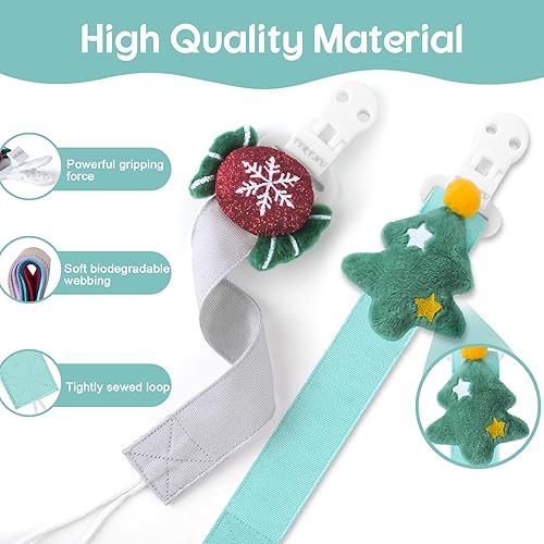 Miniatura 10 de TYRY.HU Correa suave para chupete para bebés, niñas y niños, paquete de 2, A Elefante gris, oso caqui