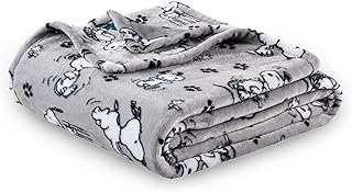Berkshire Blanket Peanuts® VelvetLoft® Cute Character Snoopy Plush Throw Blanket,Peanuts Poses and Paws Grey,Throw 55 in x 70 in (Official Peanuts® Product)