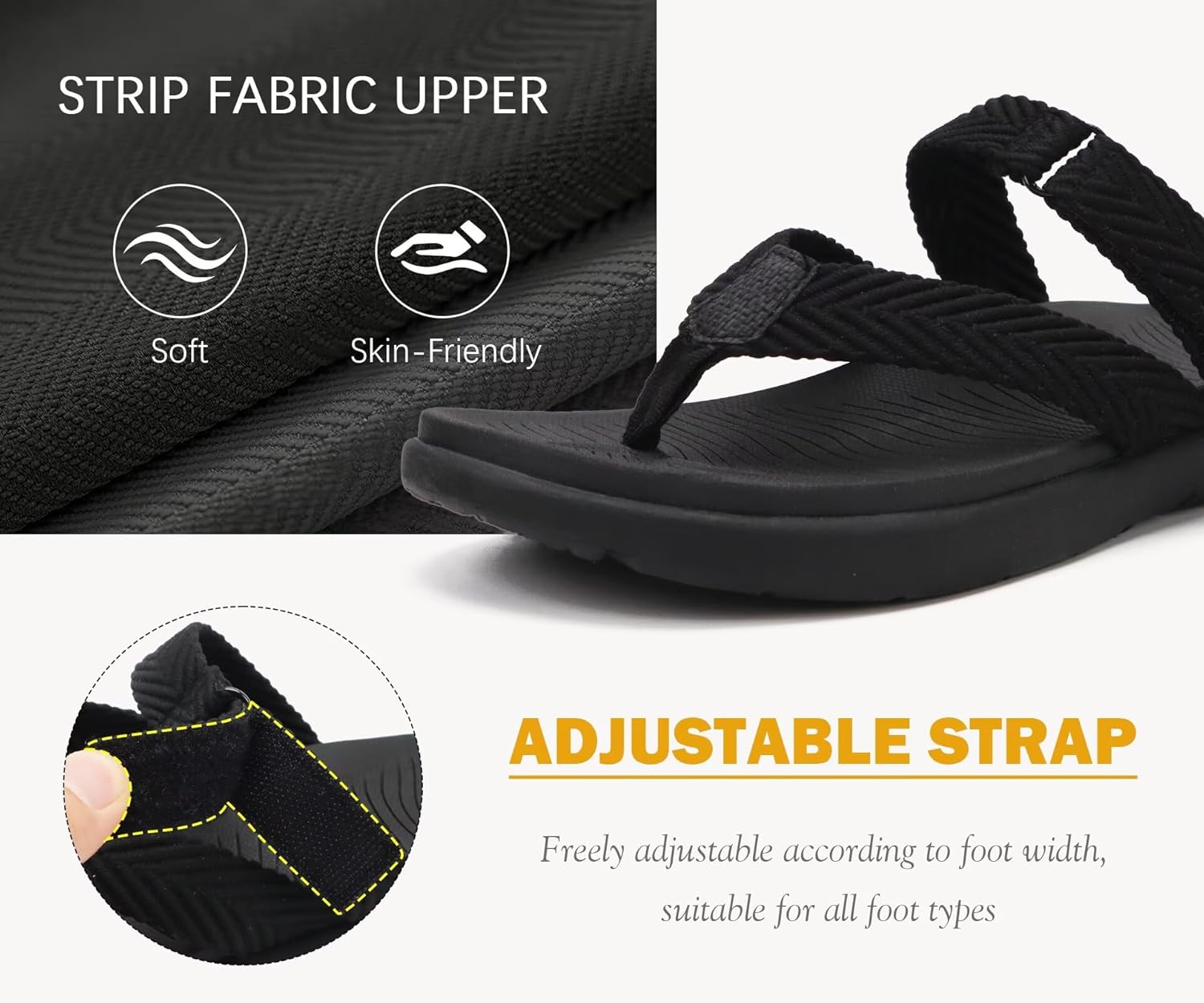 COFACE Womens Trendy Orthotic Flip Flops Lightweight Yoga Mat Thick Cushion Walking Thong Sandals Adjustable Slip On Slippers With Comfortable Plantar Fasciitis Arch Support - Image 4