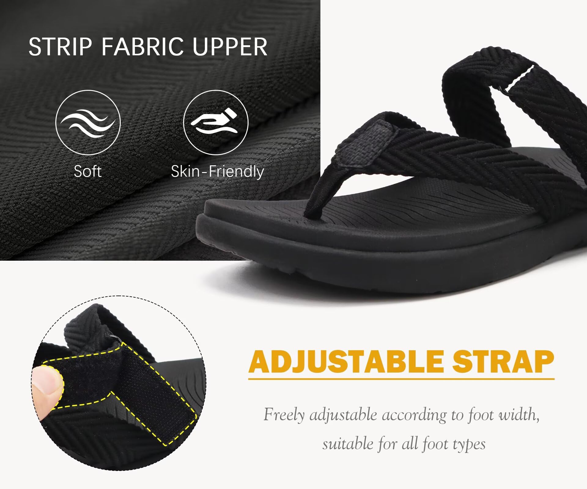 COFACE Orthopedique Tongs Femme Confortable Soutien Voûte Plantaire été Plage Piscine Tongue Legere Yoga Mat Tissu Flip Flop Antidérapante Caoutchouc Semell