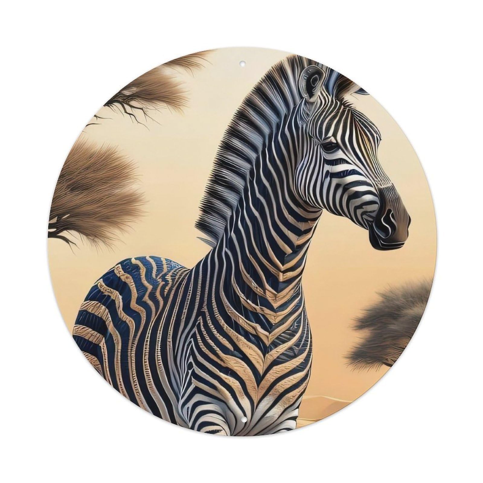 Wildlife Artwork Zebras in The Desert Metal Tin Sign