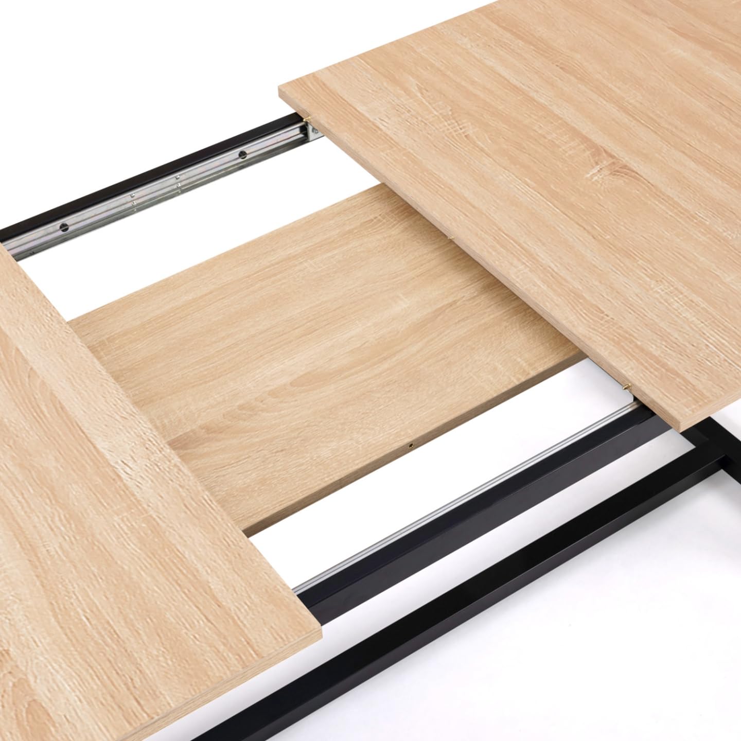 IDMarket – Mesa de comedor extensible rectangular Detroit 6-10 personas, diseño industrial 160-200 cm