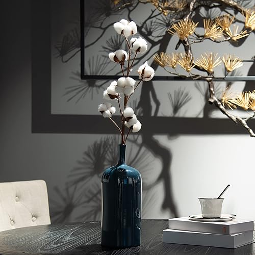 Miniatura 4 de Jarrones de cerámica para decoración del hogar, floreros decorativos, jarrón moderno de esmalte reactivo, jarrón azul bohemio para decoración, mesa