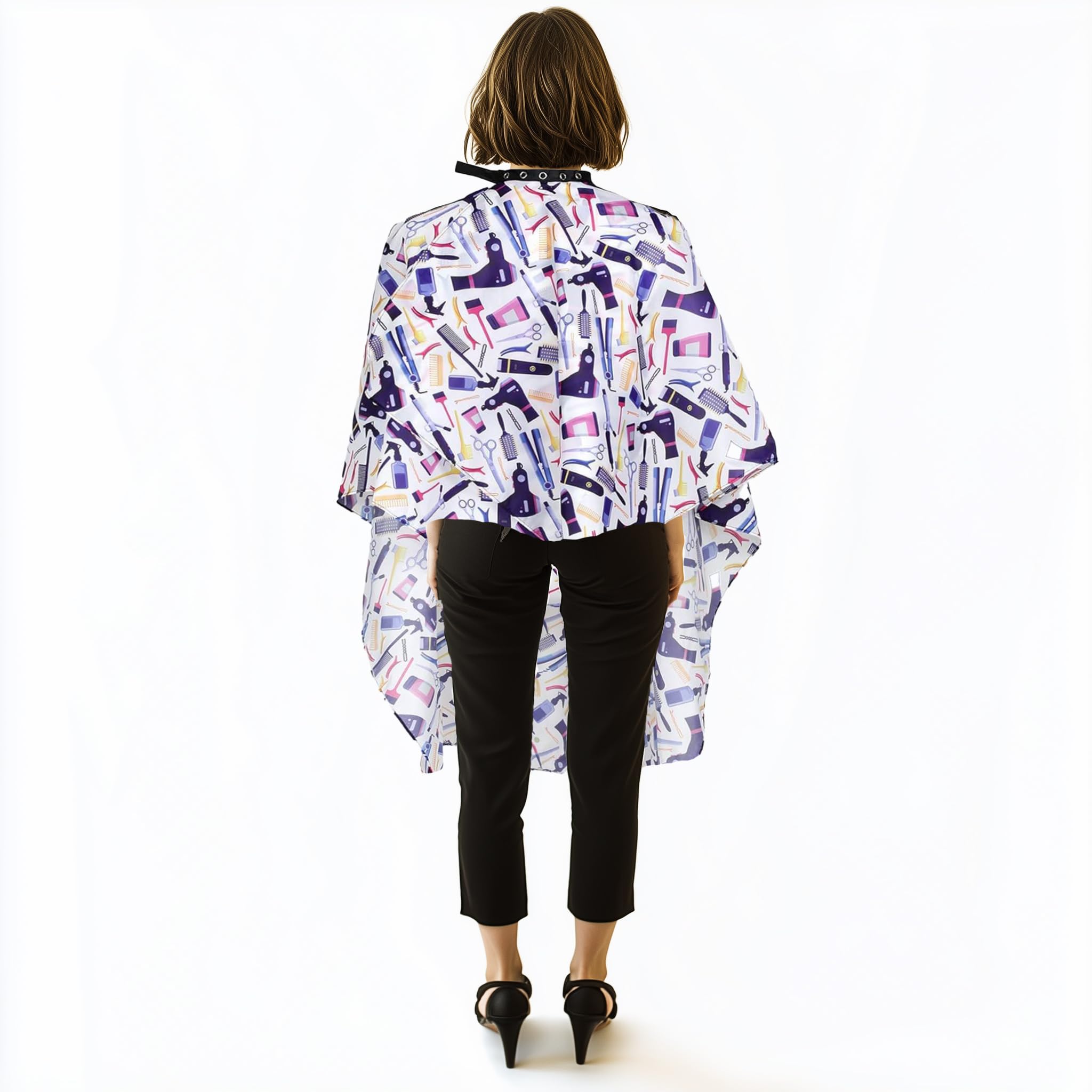 Plum Hill Hair Salon Cape, Waterproof Hairdresser Cape, Stylist Cape, Hair Cutting Cape with Snaps, Women's Shampoo Capes