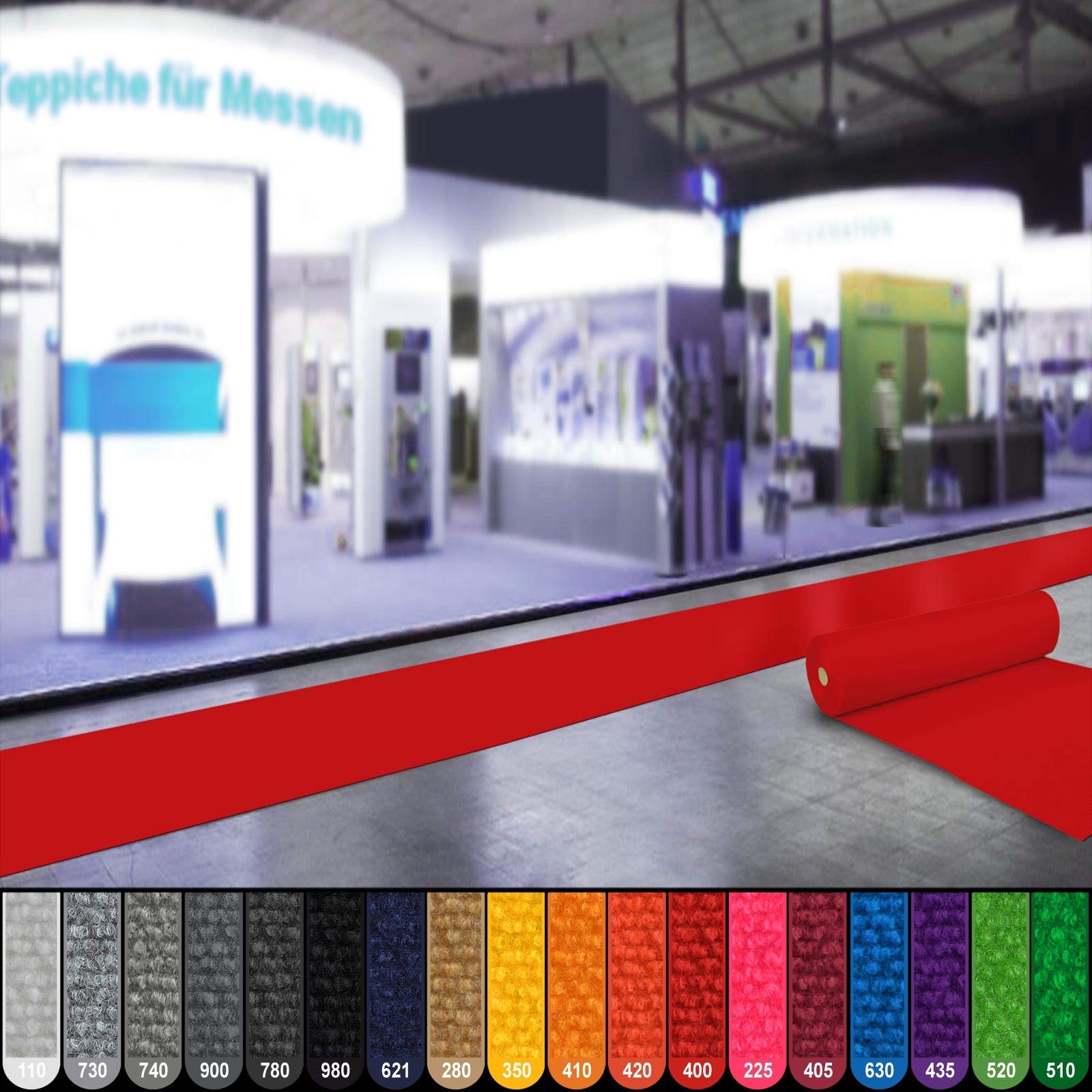Floordirekt Eventteppich Expo | Teppich für Messe, Hochzeit & Events | Messeteppich in vielen Farben & Größen (100 x 2500 cm, Rot 400)
