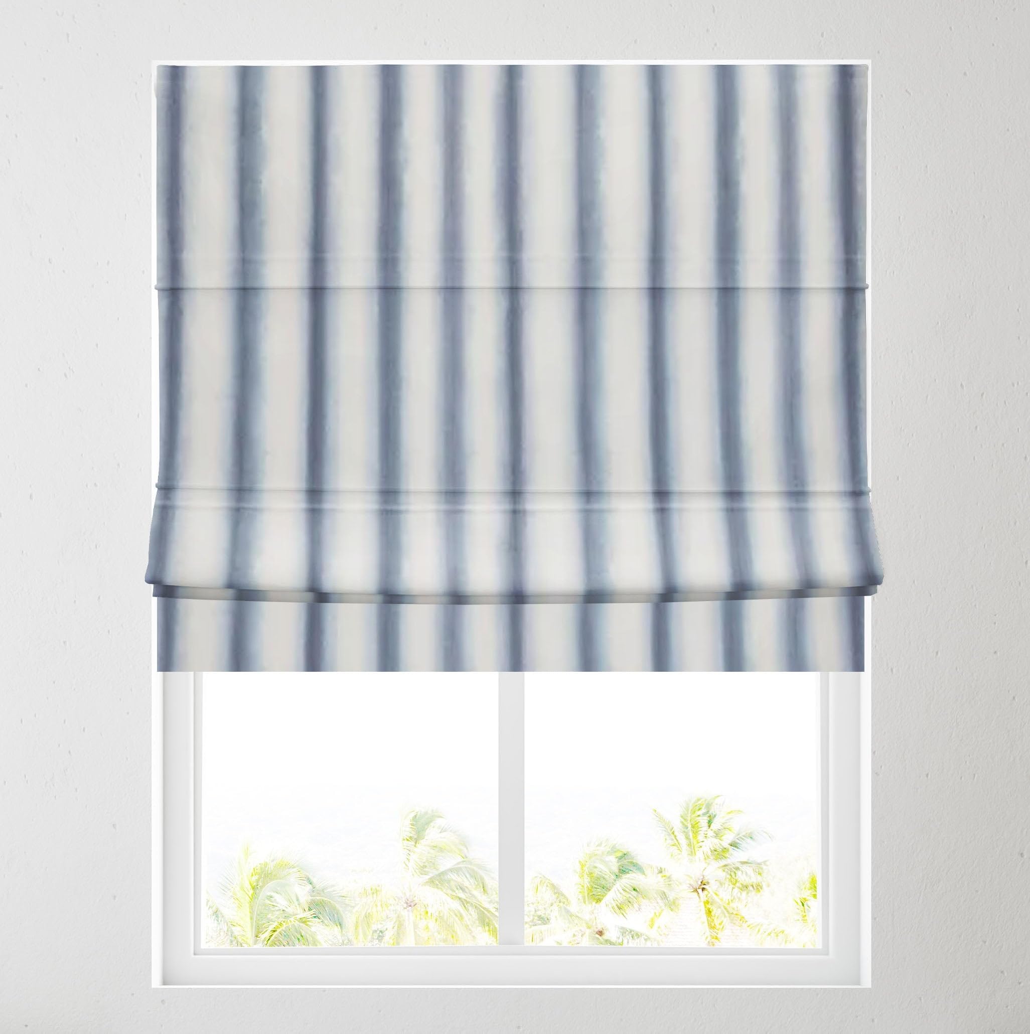 Barnes Blinds And Interiors Navy Stripe Fully Lined Patterned Roman Blinds For Windows - Durable Fittings Easy Fit - Roman Blind ( 183Cm)