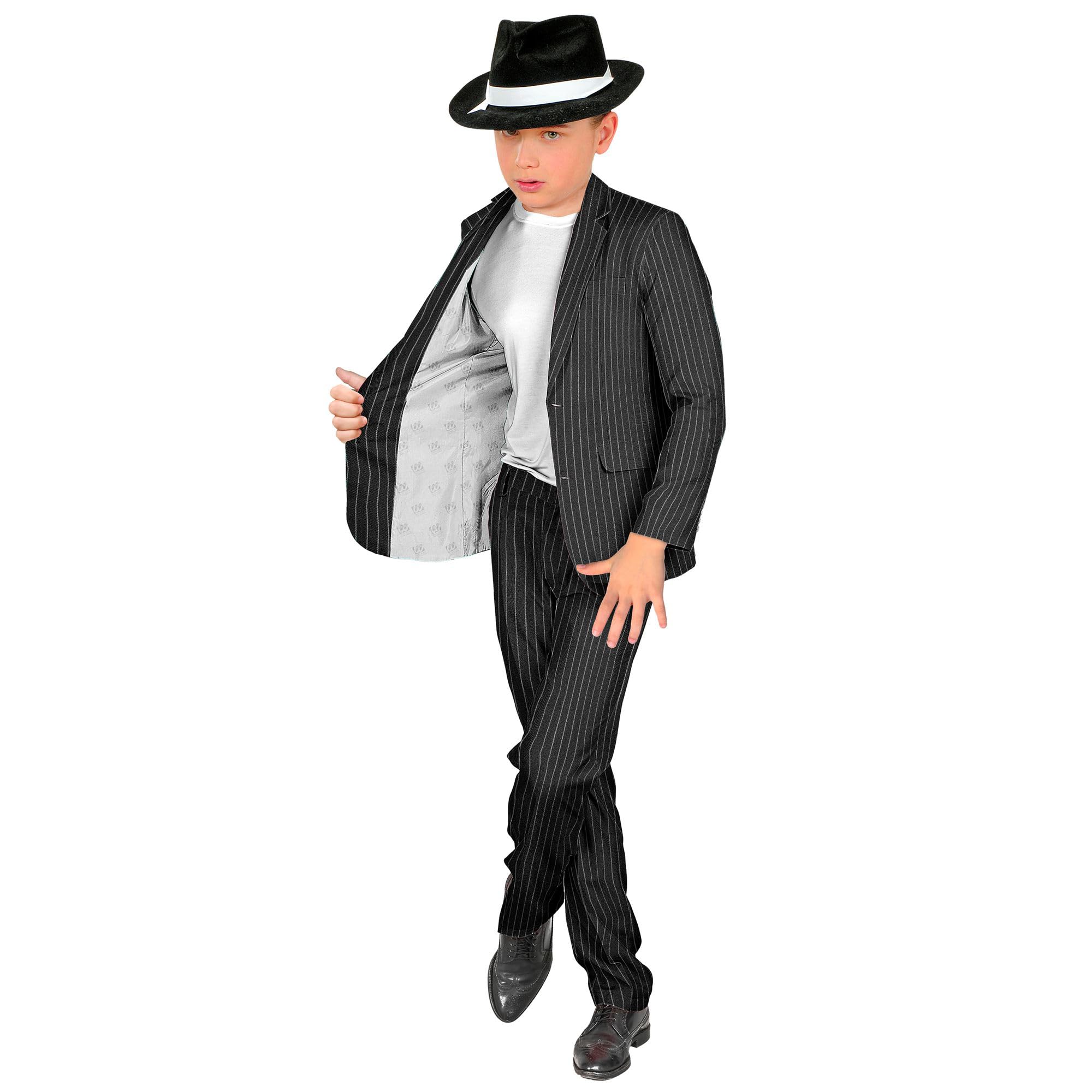 W WIDMANN MILANO Party Fashion - Children's Gangster Costume, Grey with Pinstripes, Mafia Boss, Casino Costume