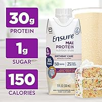 Vista 2 de Ensure Max Protein - Batido de proteína sabor a pastel de cumpleaños Listo para beber 30 gramos de proteína para la salud muscular 1 gramo