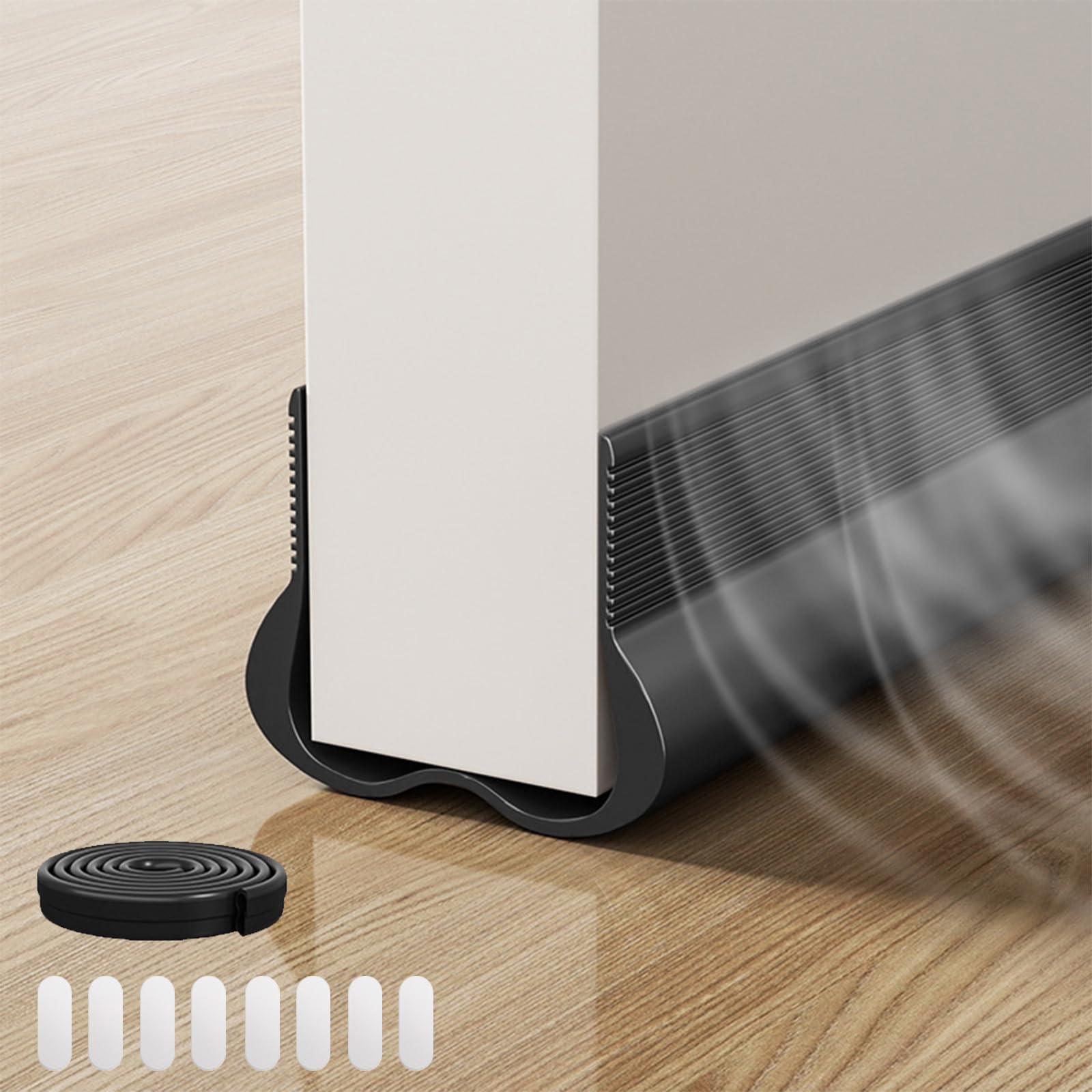 93cm Burlete Bajo Puerta,Junta Inferior de Puerta, Burlete Silicona Puerta Autoadhesivo, Door Seam Strip, Ajustable Tira de Sellado para Antipolvo, Aislamiento Acústico, Viento e Insectos (Negro)