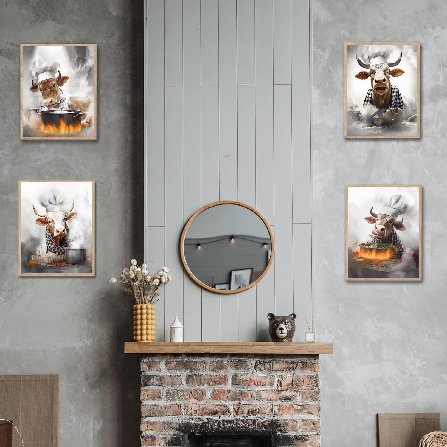 Kate and Laurel Sylvie Highland Cow 2 Framed Canvas Wall Art by