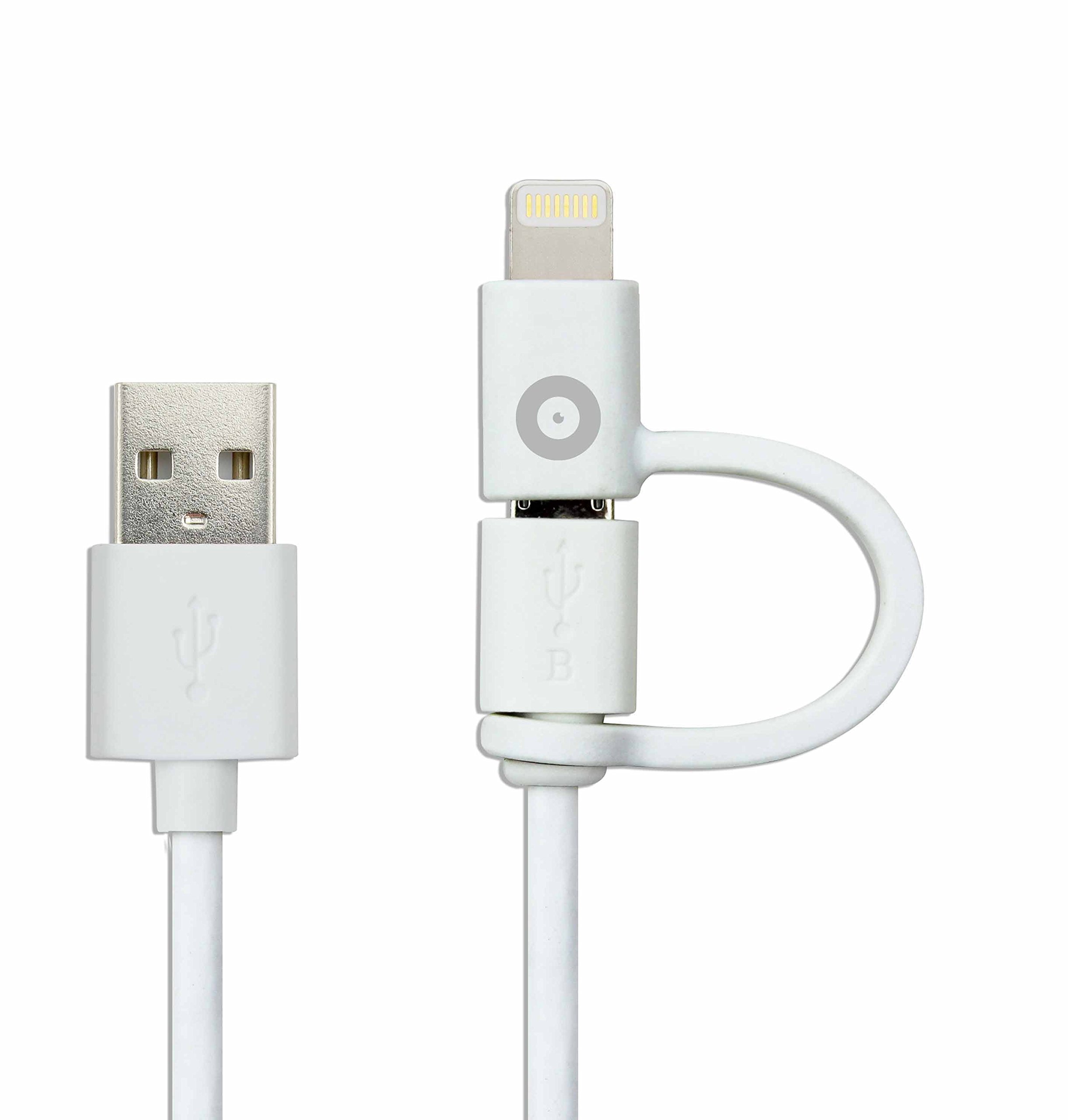 SPRING CABLE CABLE 2 EN 1 2.4A USB/MICRO-USB/LIGHTNING BLANC