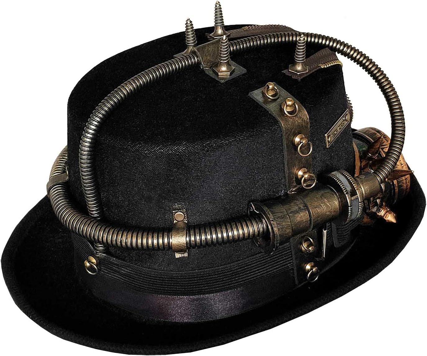 Men's Steampunk Hat Party Cosplay Gears Top Hat with Goggles Black