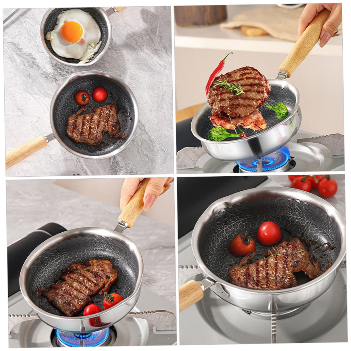 Honeycomb Antihaft Bratpfanne Hitzebeständig Kratzfest für Eier und Steaks Kompakte für Kleine Haushalte Einfache