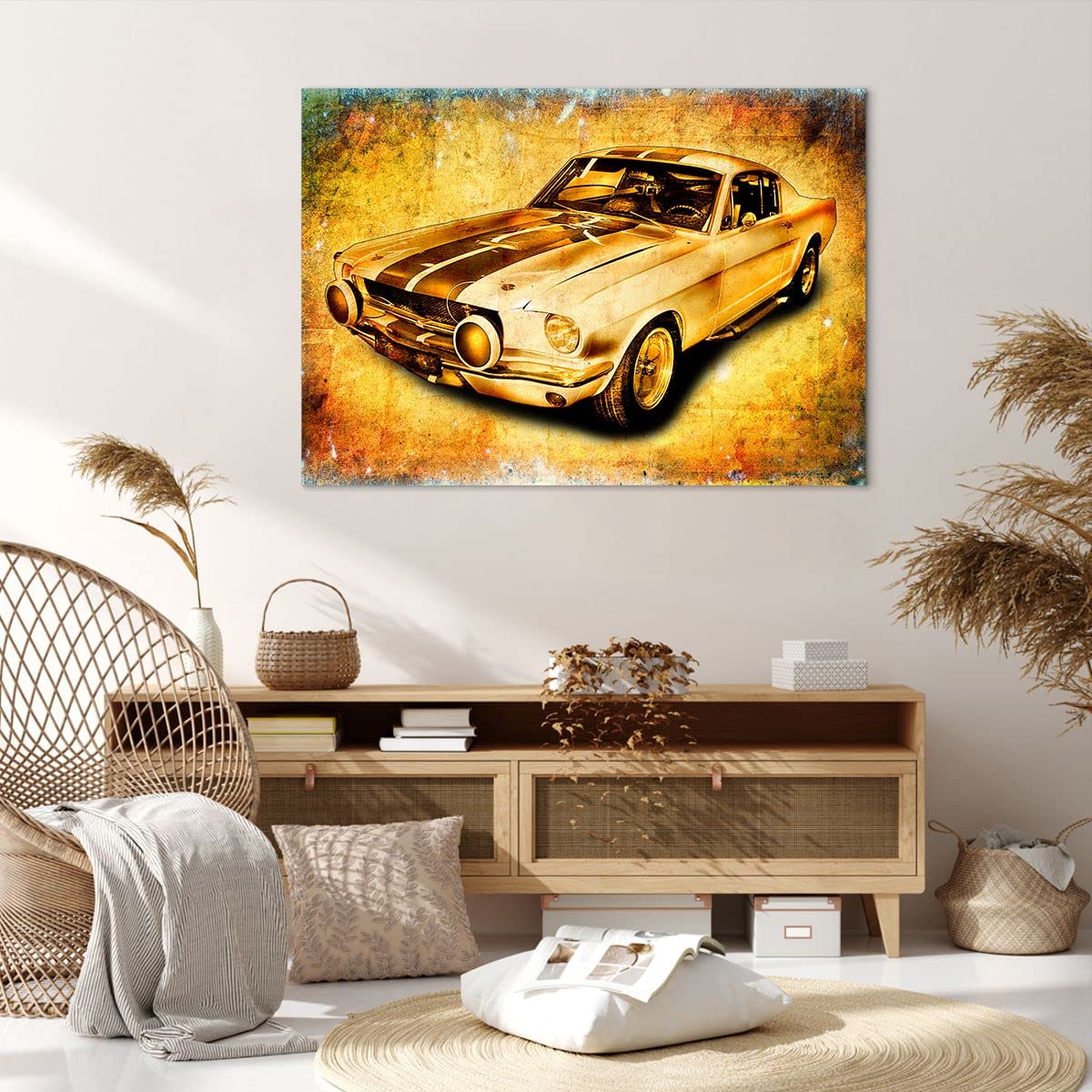 Affiche Decoration Murale Moderne Poster Cadre Noir 100x70cm Voiture De Sport Rétro Classique Deco Affiches Murales Wall Art Design Tableau Decoration Salon Chambre Cuisine Decor P2BAA100x70-5779