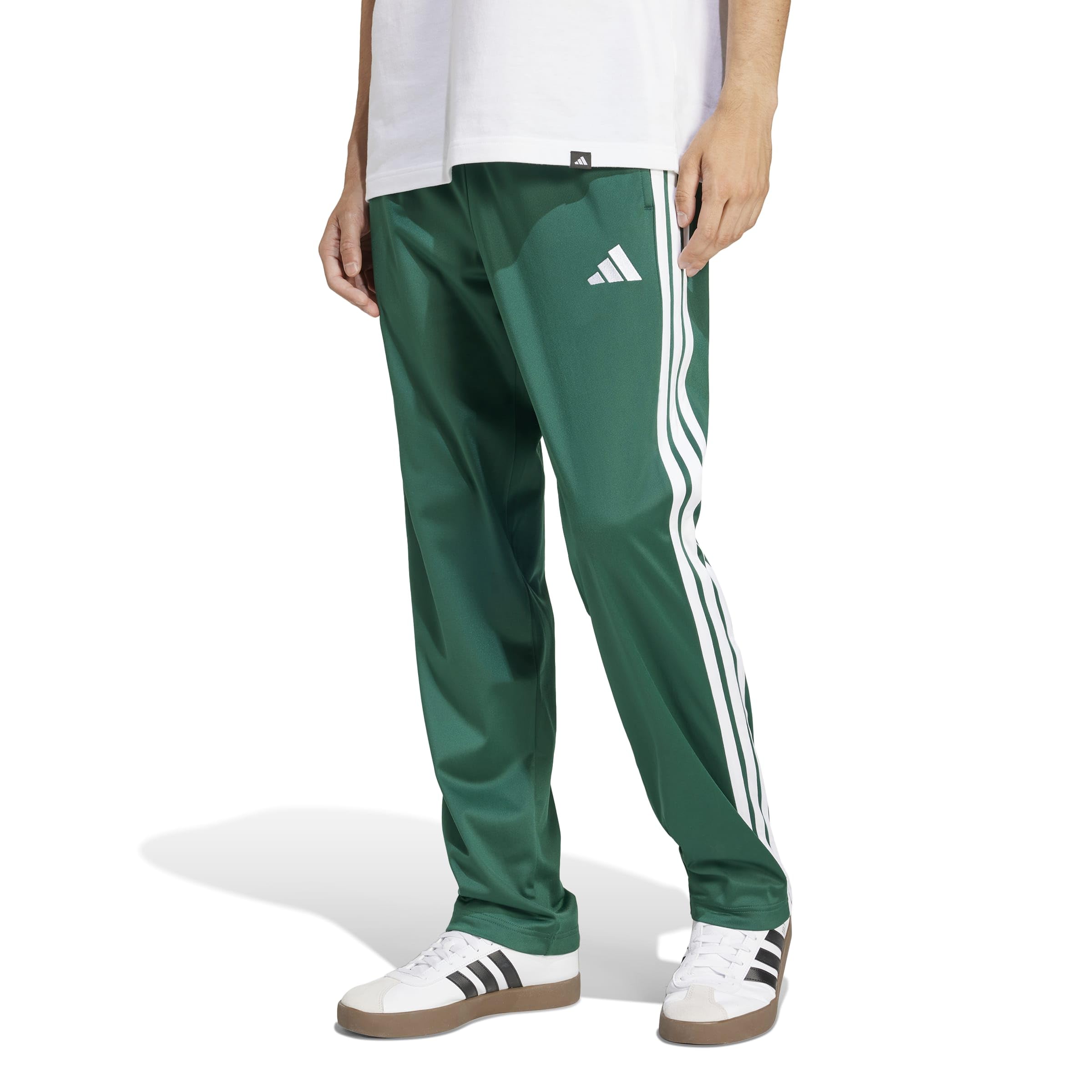 adidas Men's 3 Striipes Tricot Open Hem Pants, Collegiate Green, XS