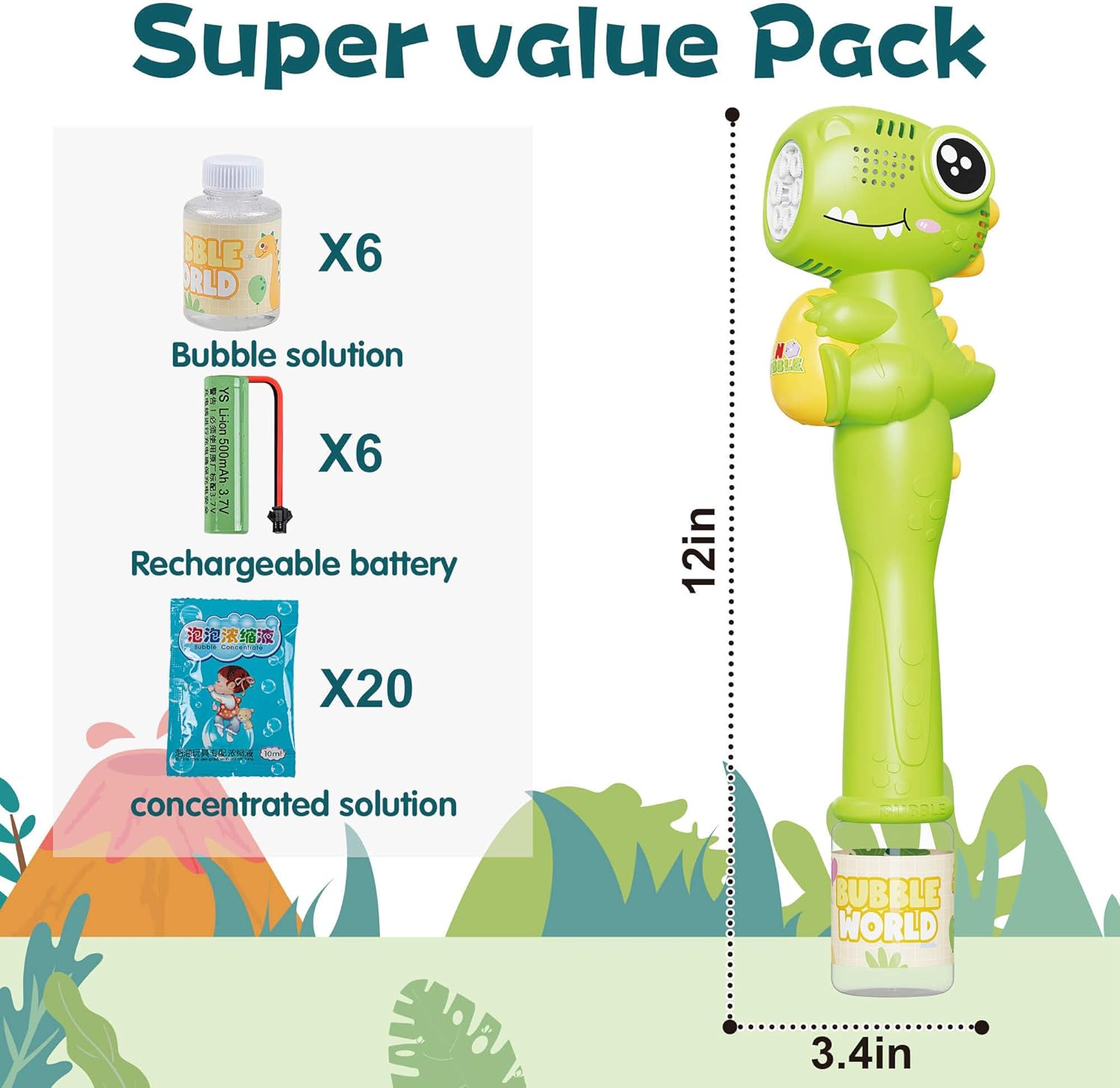 4-Pack Automatic Bubble Wands for Kids,Dinosaur Bubble Machine with Rechargable Battery Indoor Outdoor Toys for Boys Girls Age 3-8 Easter Birthday Wedding Party Gift