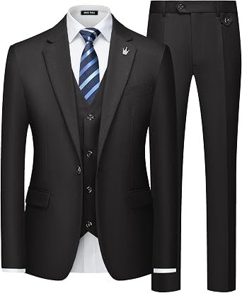 MAGE MALE Mens Suits Slim Fit 3 Piece Elegant Tuxedo Suit Set for Business