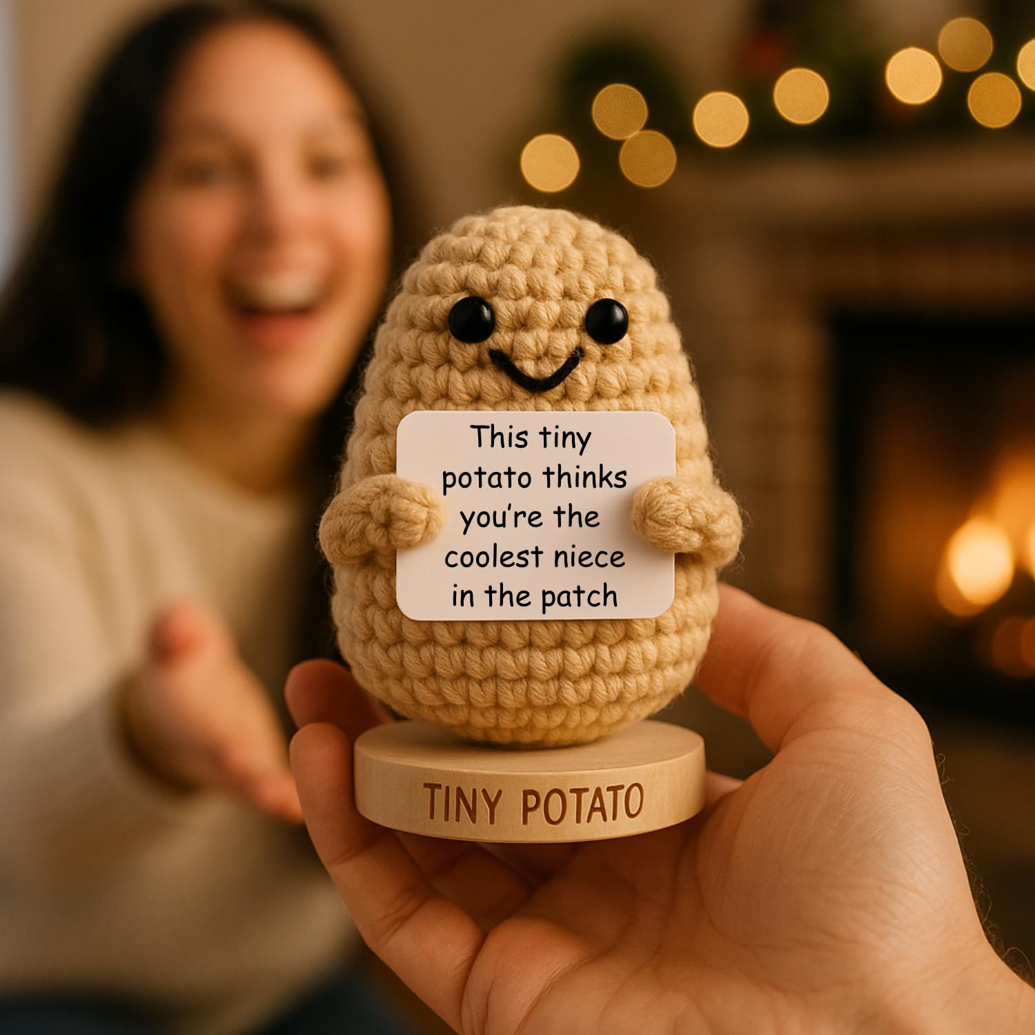 Mothers Day Niece Gift from Auntie, Uncle - Tiny Potato Crochet with 30 Cute Signs - Funny Birthday Gifts from Aunt or Uncle - Best Niece Ever Present Ideas for Mothers Day - Birthday Gift from Auntie