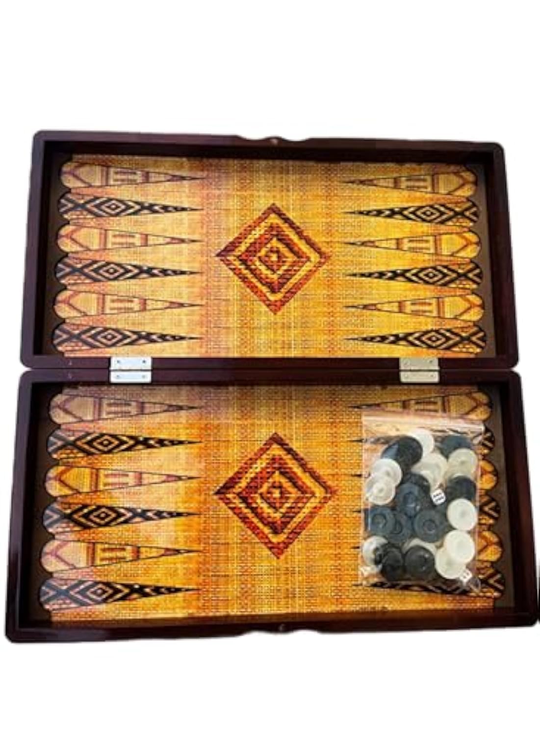 Premium Lacquer Finish Backgammon Set 19 Inchs- Classic Board Game for Adults & Kids, Stylish Cut Design