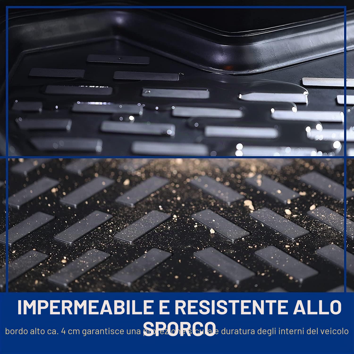 ELMASLINE 3D Tappetini Gomma per Toyota Yaris 2020-2026 solo in versione IBRIDA!! | Bordo Extra Alto | Tappetini Auto
