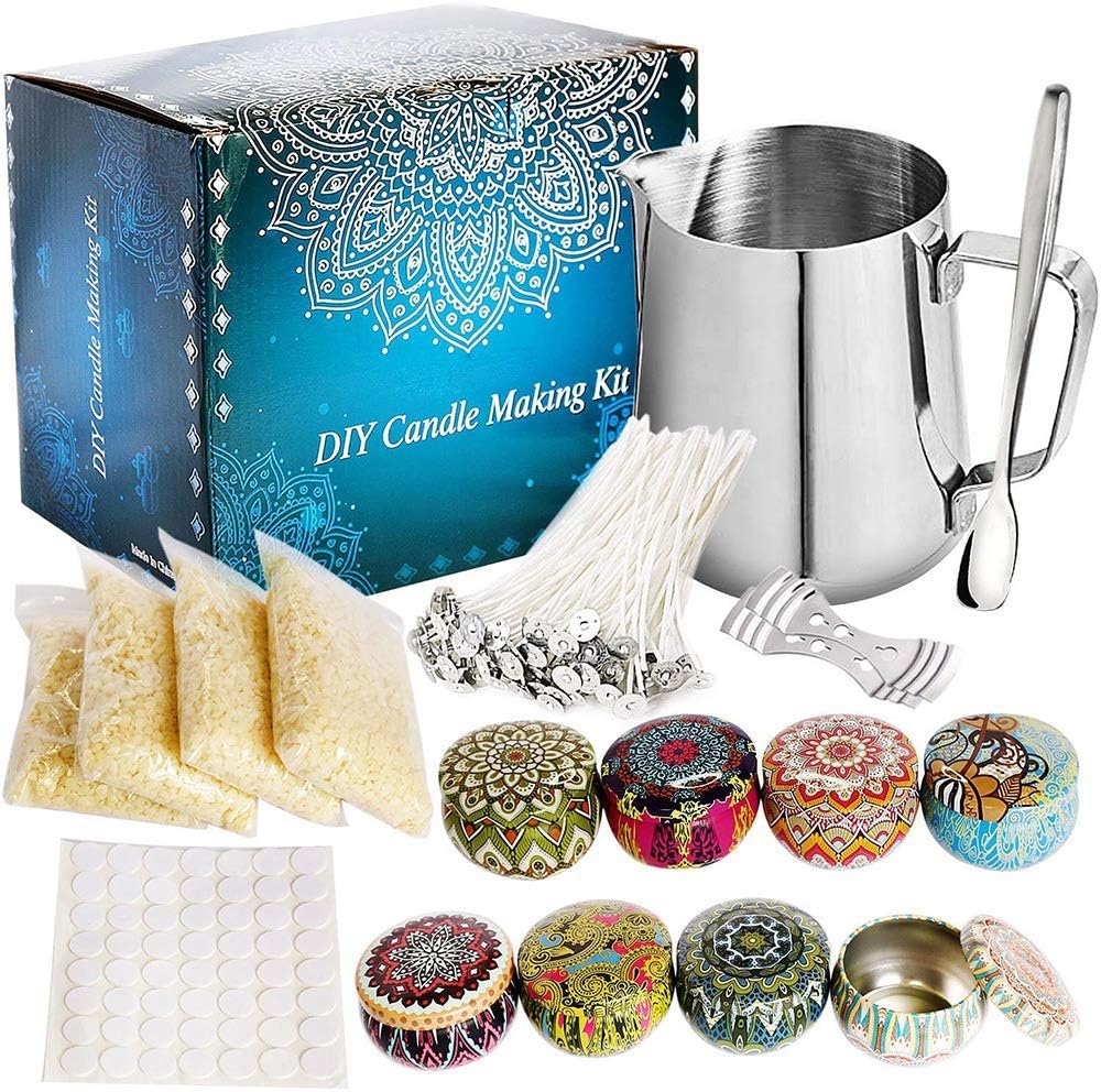 Hfeng Candle Making Kit, DIY Candle Craft Tools, Including Beeswax, Wicks, Tin Cans, Spoons, Wax Wicks and Other Candle Making Tools