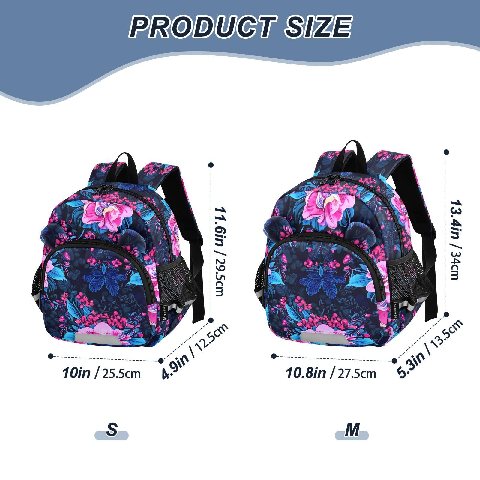 Orchid Berry Foliage Dark Toddler Harness Backpack for Boys Girls 3-6 Years Kids Backpack with Anti Lost Safety Leash Baby Travel Bag for Walking Travel Preschool