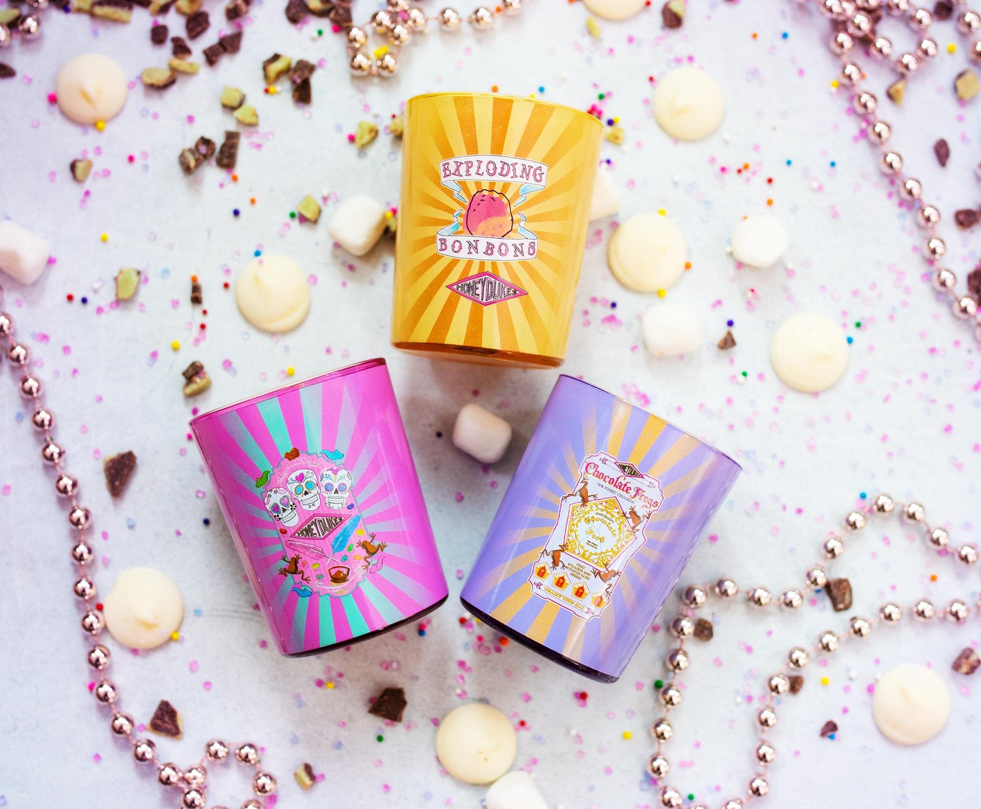 Harry Potter Honeydukes Scented Soy Wax Candle Collection, Set of 3 with Unique Fragrances | 20-Hour Burn Time | Home Decor Housewarming Essentials, Wizarding World Hogwarts Gifts and Collectibles