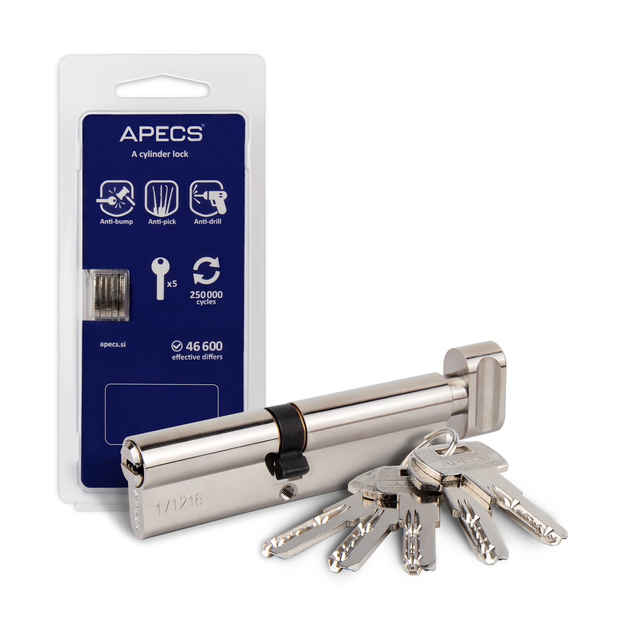 Generic APECS SM-100 40C/60 -C Serrure cylindrique 40/60 mm pour serrure de porte avant avec 5 clés