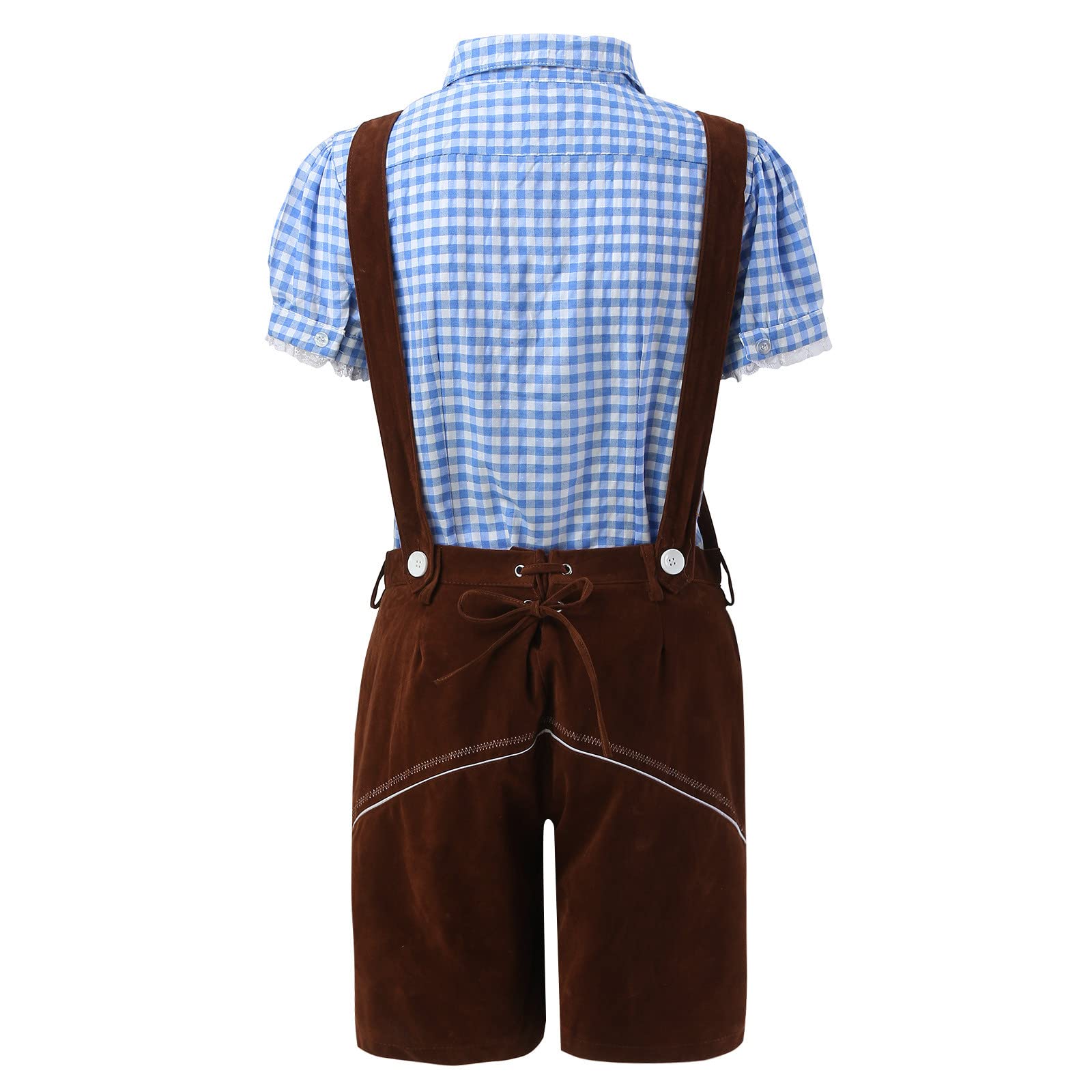 Dirndl Bluse Damen Trachtenbluse Dirndl Dirndlbluse für Oktoberfest Karneval Cosplay Herren Lederhose Authentische Deutsches Outfit für Damen Herren Tannish Brown Cosplay Kleidung Märchen(BW1, L)