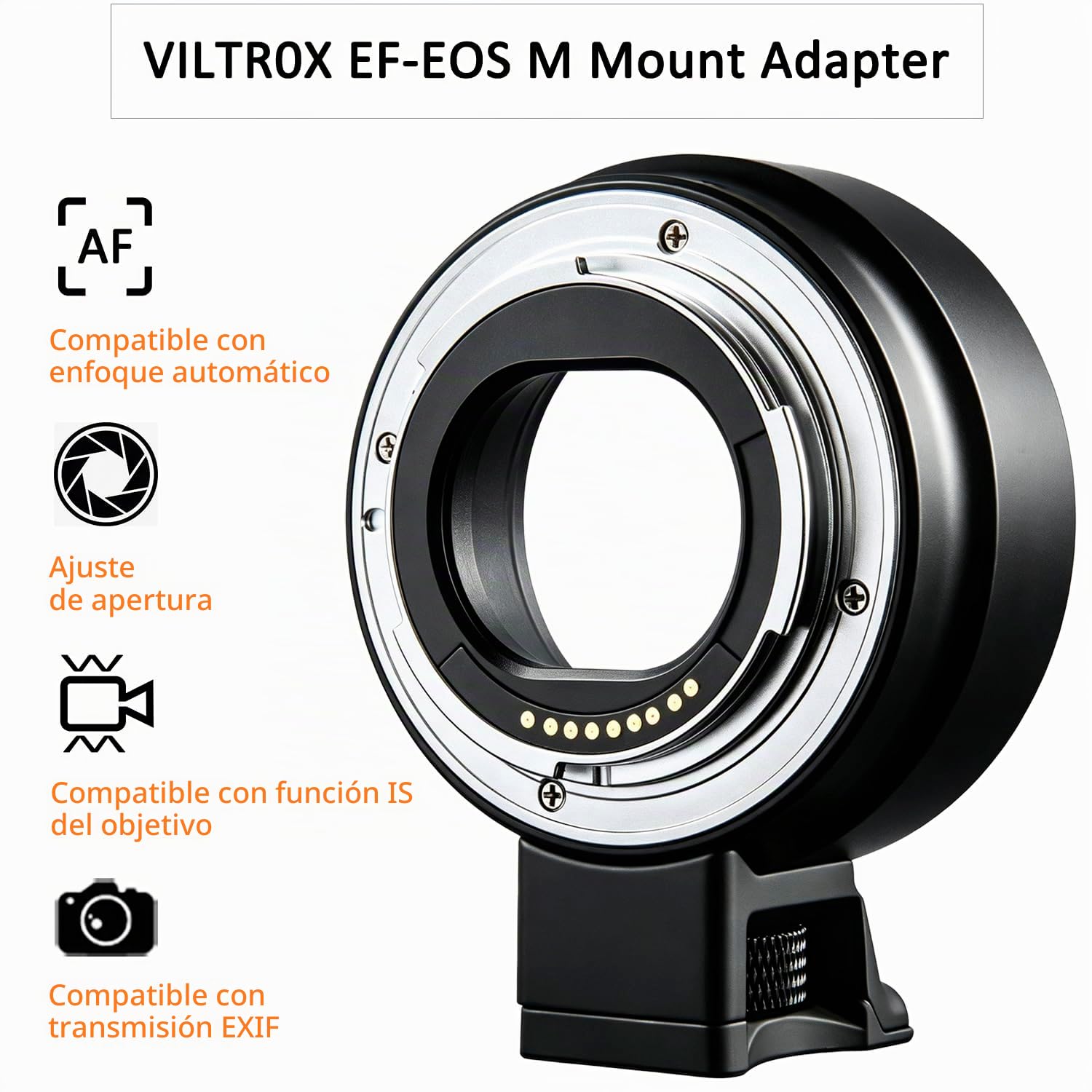 Adaptador de Lente EF-EOS M, Anillo convertidor de Lente de Enfoque automático Compatible con Lentes Canon EF/EF-S y Canon EOS-M (EF-M) cámara EOS M M2 M3 M5 M6 M10 M50 M100