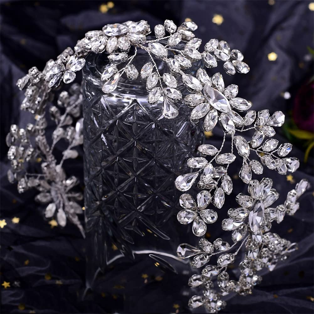 LNNSHX Legierung Blume Braut Tiara und Krone Hochzeit Kopfbedeckung handgemachte Braut Haarschmuck Kopfschmuck