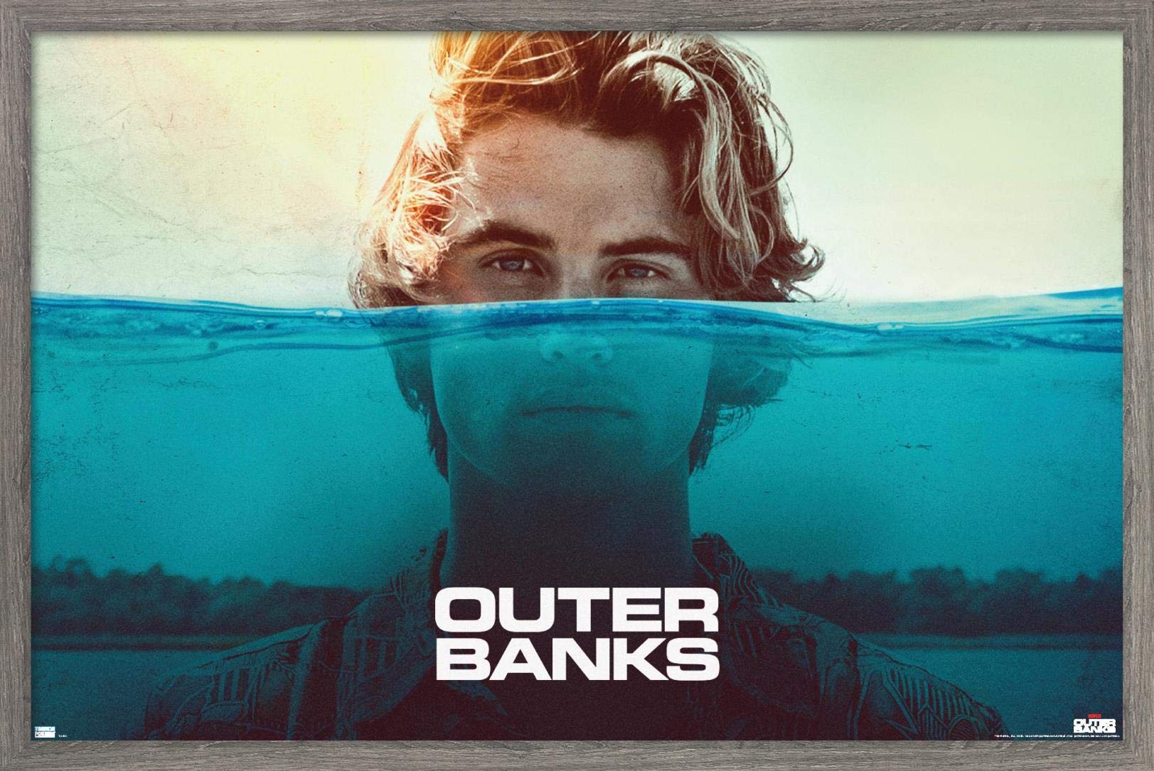 Trends International Netflix Outer Banks-Water Wall Poster, 14.725 in x 22.375 in, Barnwood Framed Version