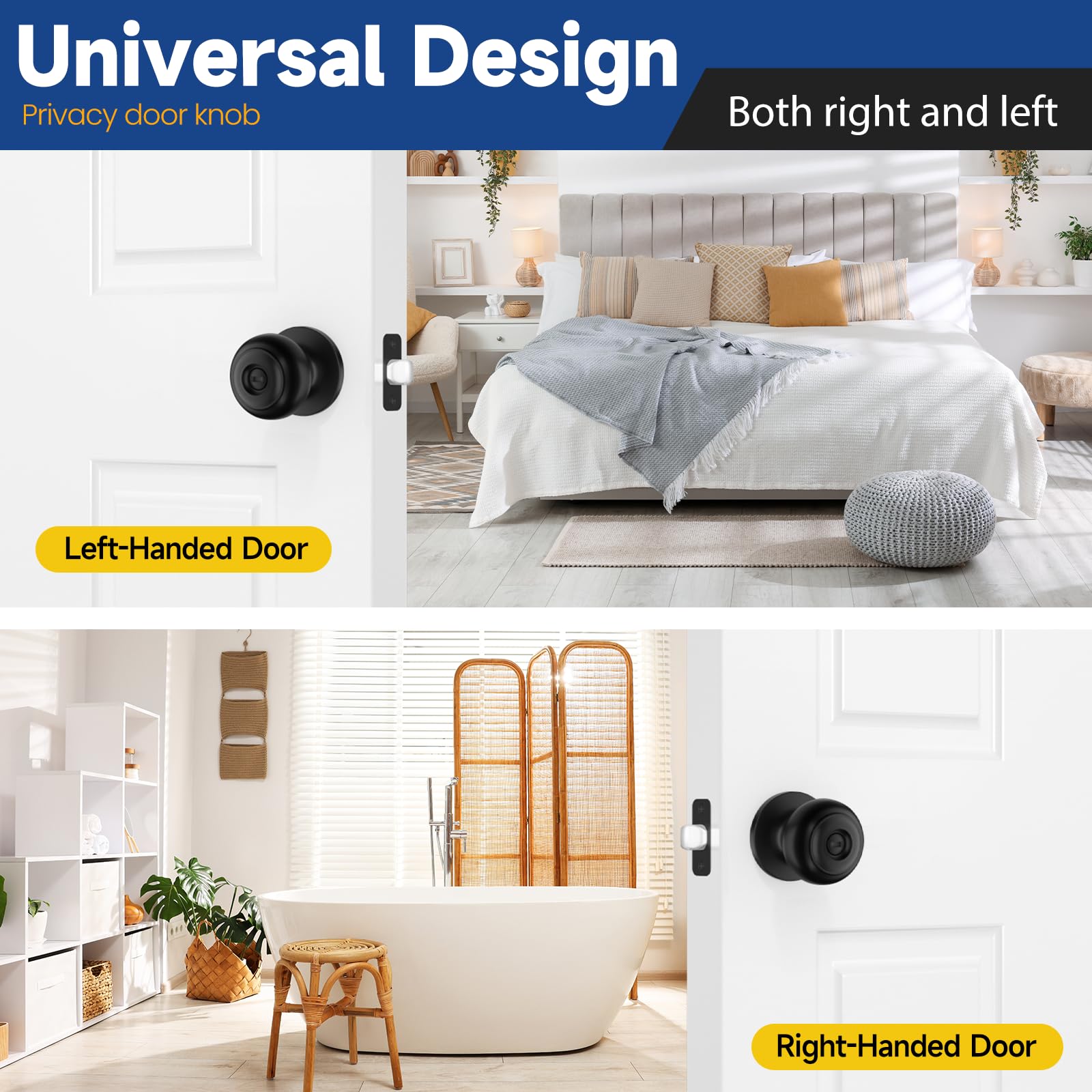 Matte Black Privacy Door Knobs - 10 Pack -4